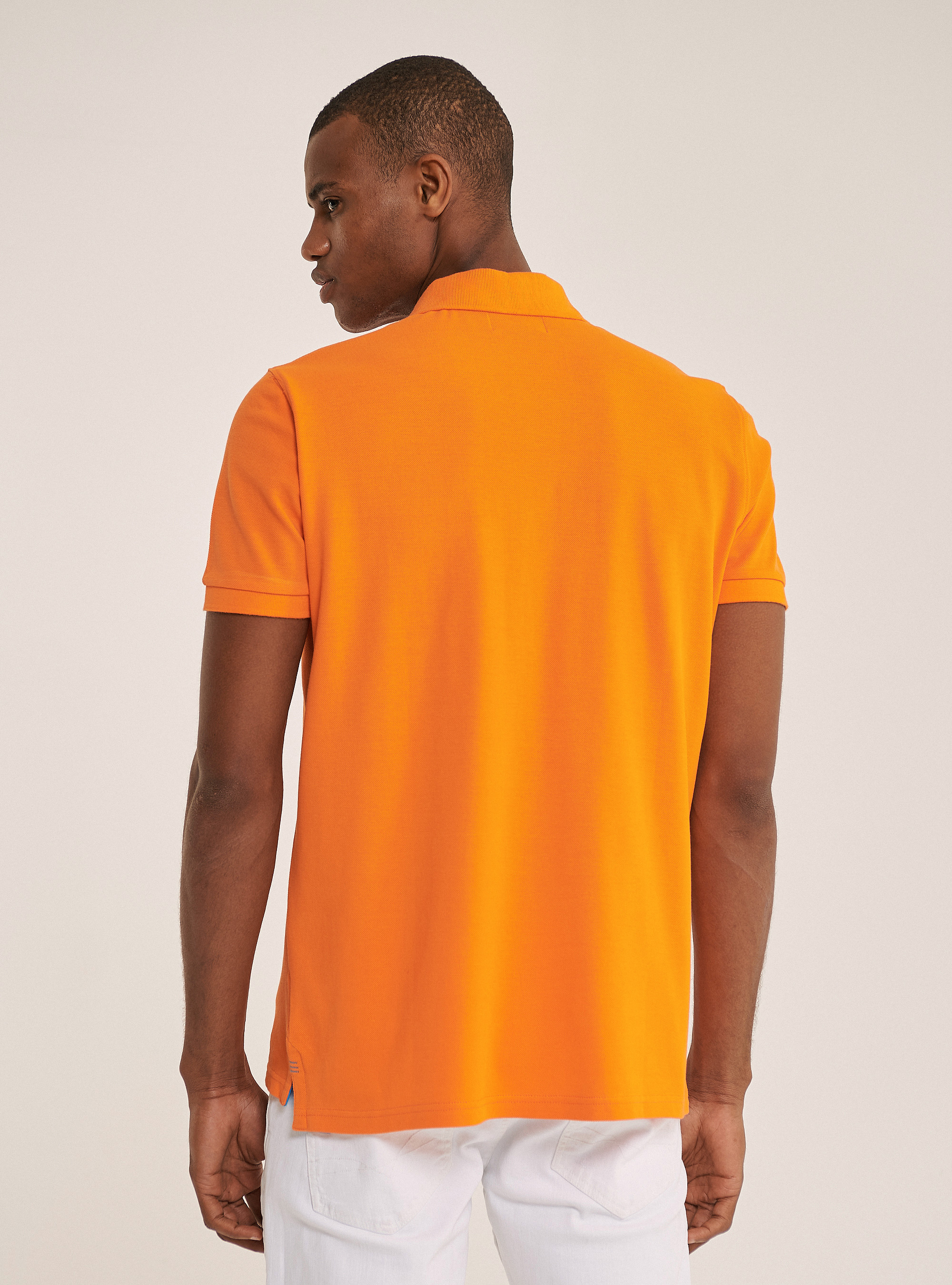 Polo en coton piqué avec logo, C378 ORANGE FLUO