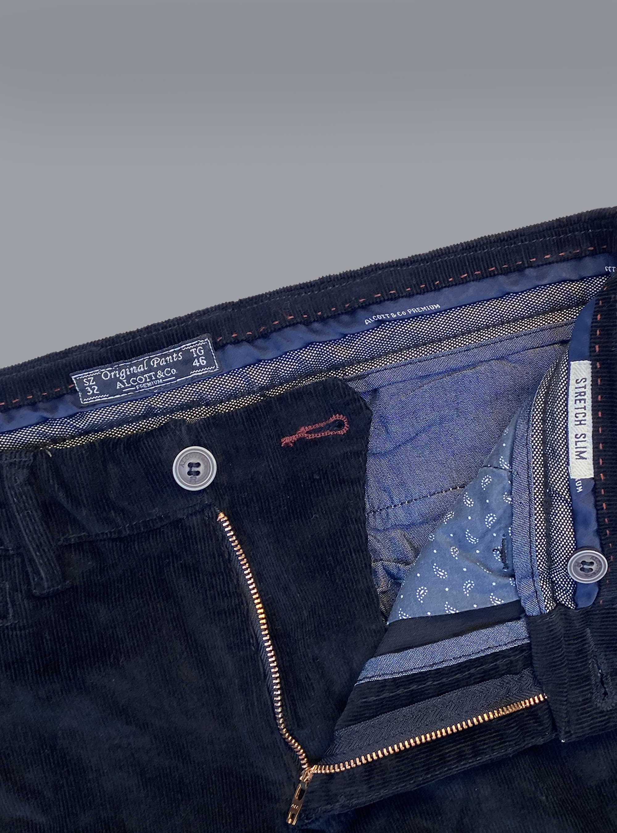 Velvet chinos, BLUE NAVY