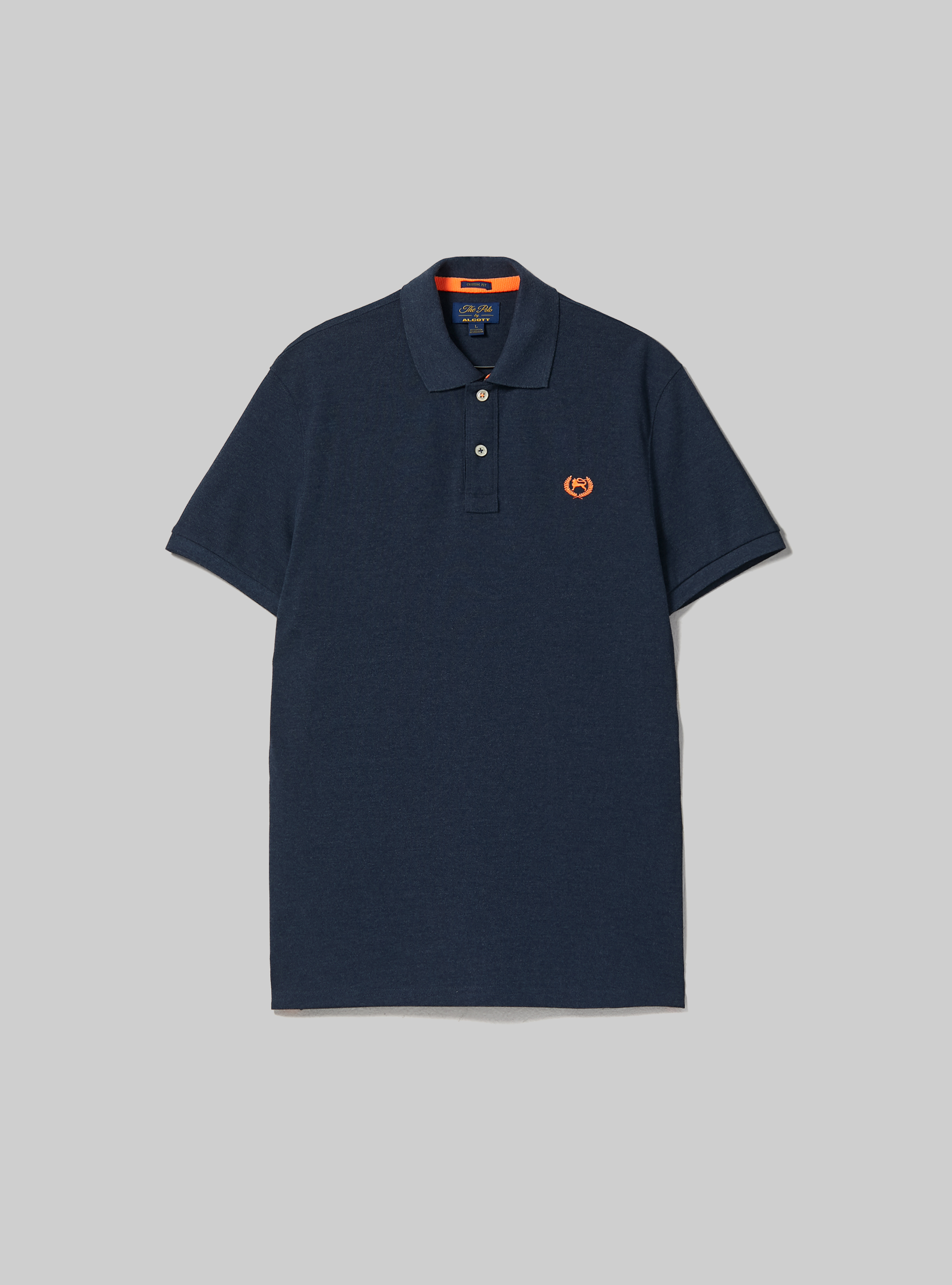 Cotton piqué polo shirt with embroidery, MBL2 BLUE MEL MED