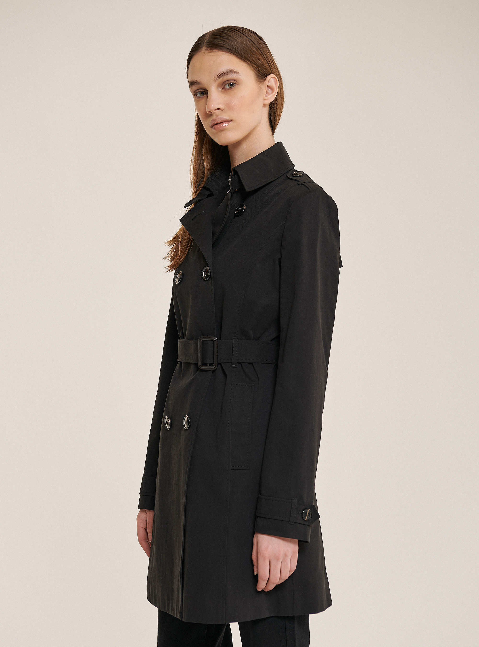 Trench con cintura, NERO