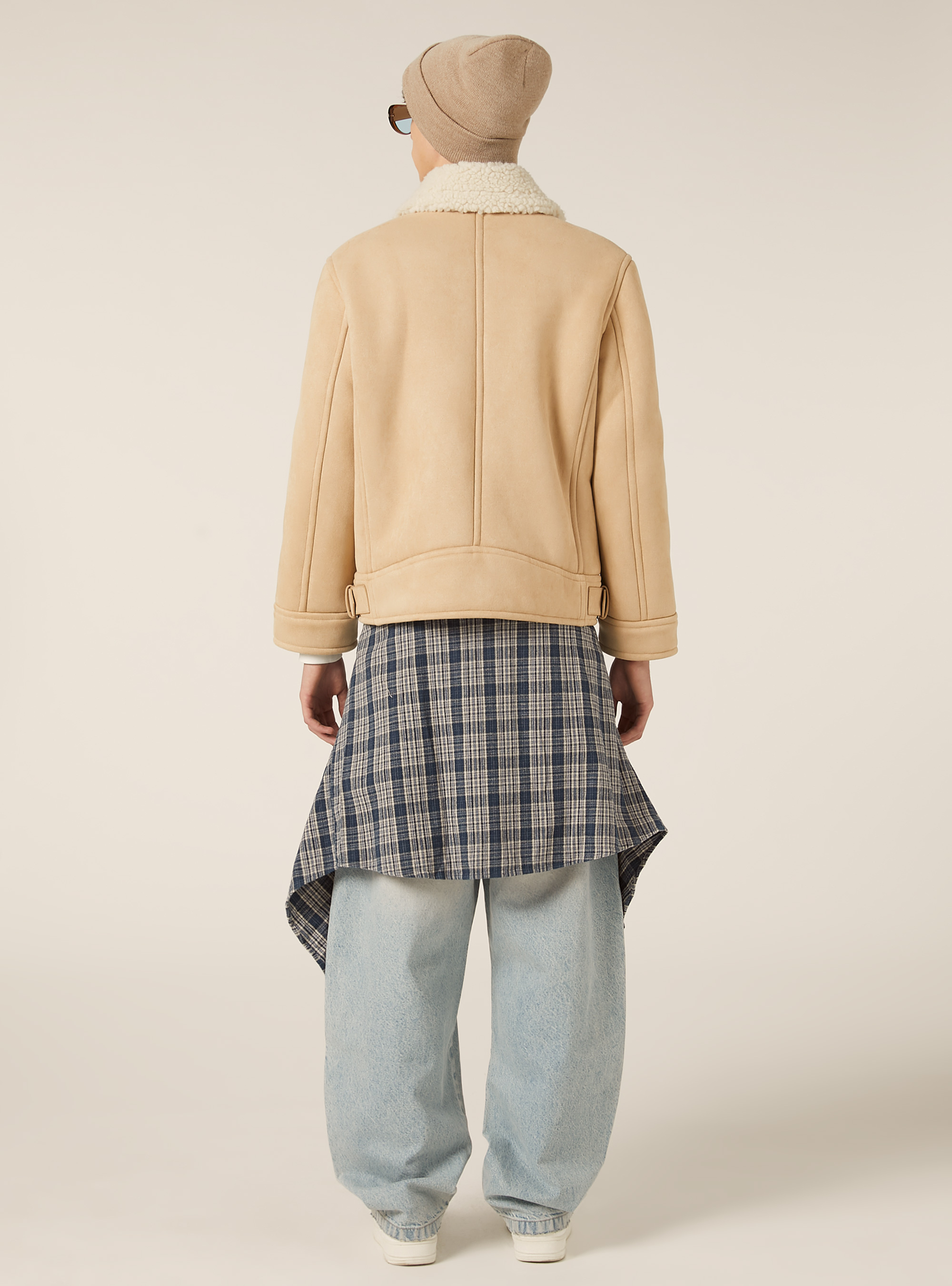 Giubbotto effetto camoscio interno in sherpa, BG3 BEIGE LIGHT