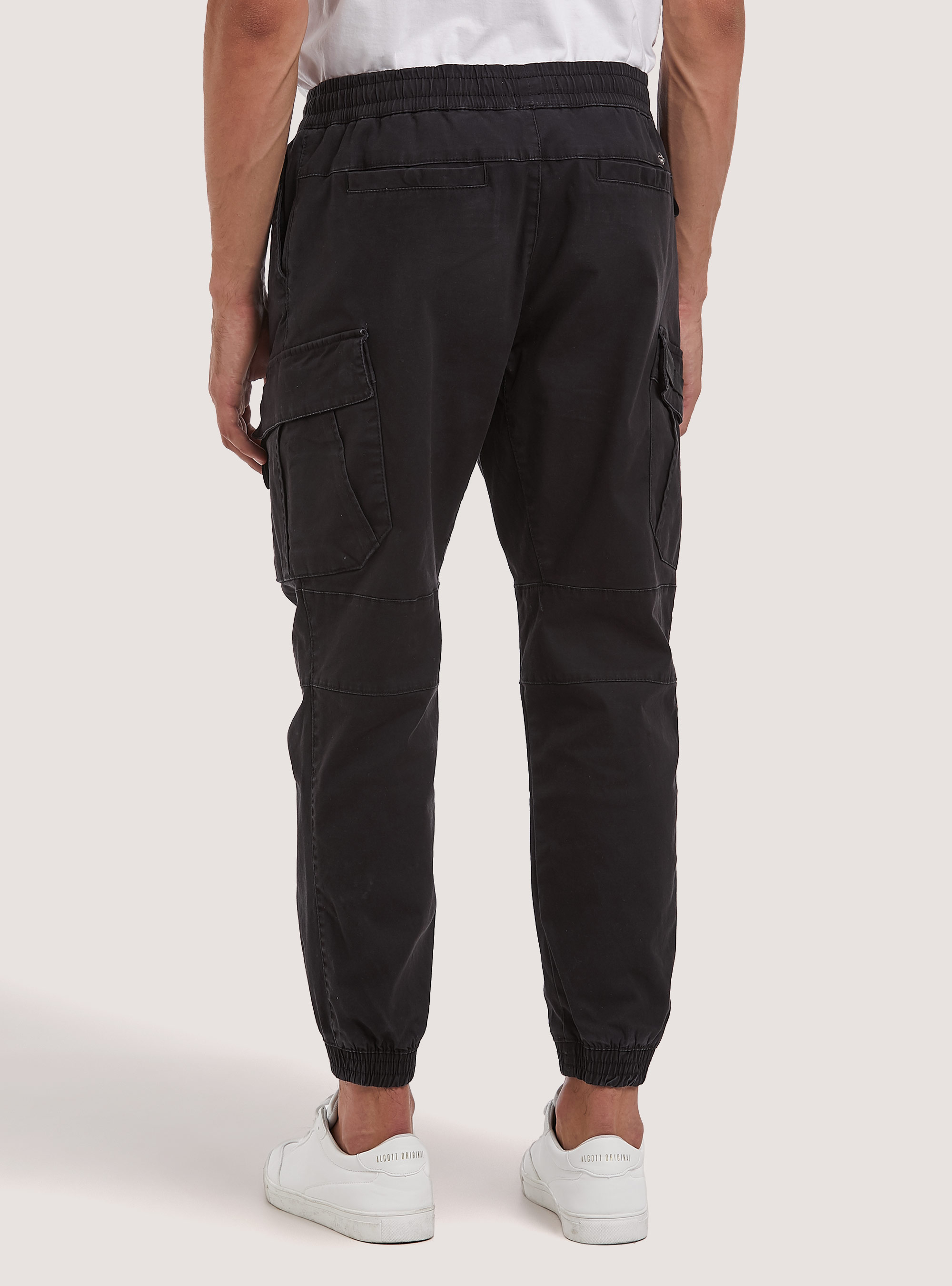 Stretch twill jogger trousers with large pockets, BK1 BLACK