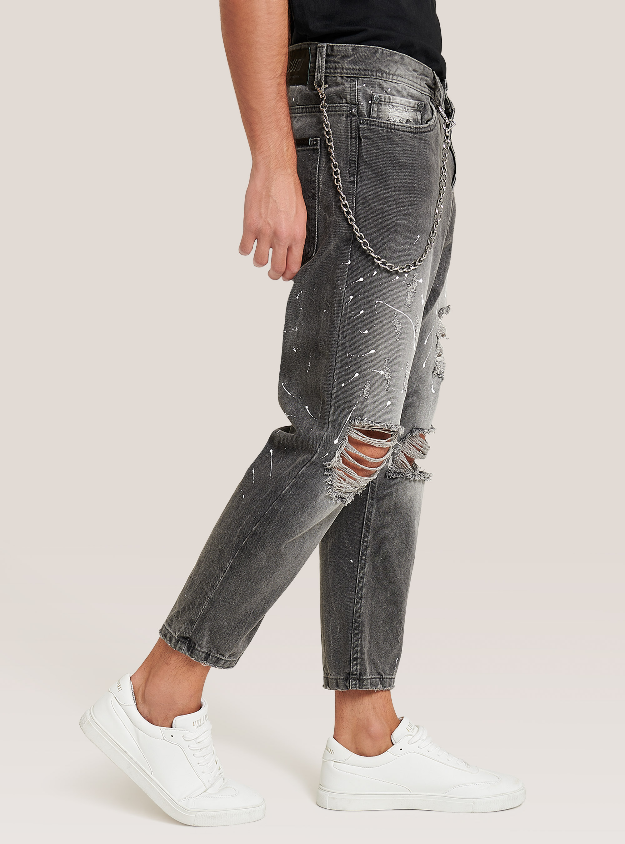 Pantalones vaqueros relaxed fit, NEGRO