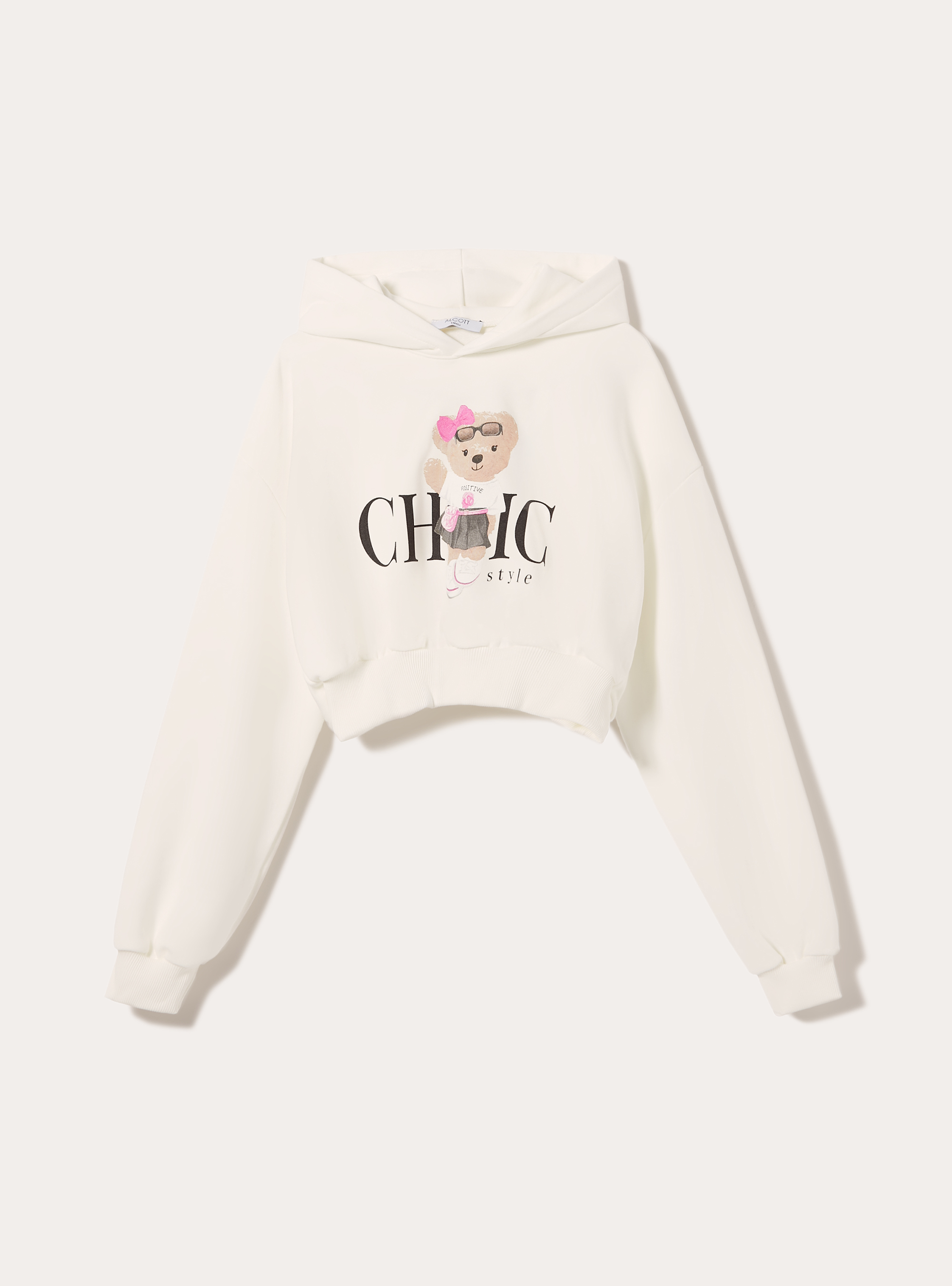 Sweatshirt court avec imprimé Teddy, WH2 WHITE