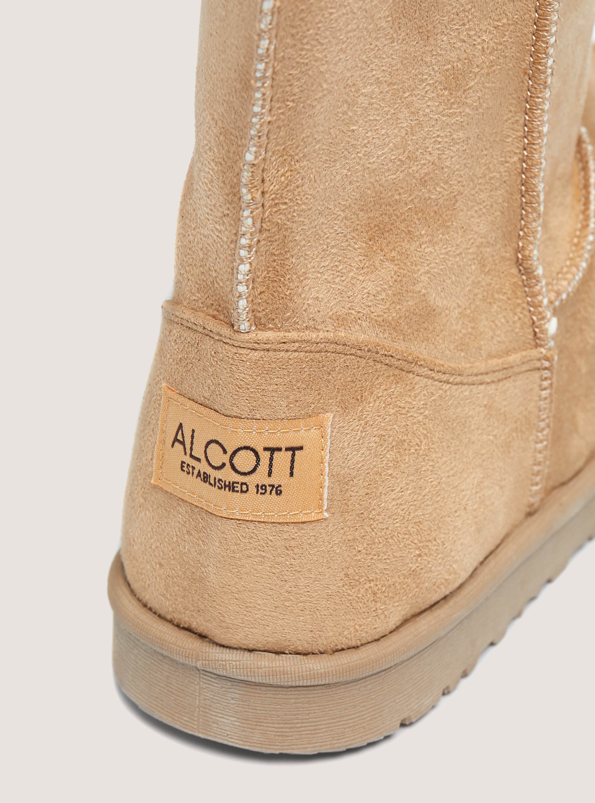 Suede ankle boots with faux fur inside, C581 BEIGE