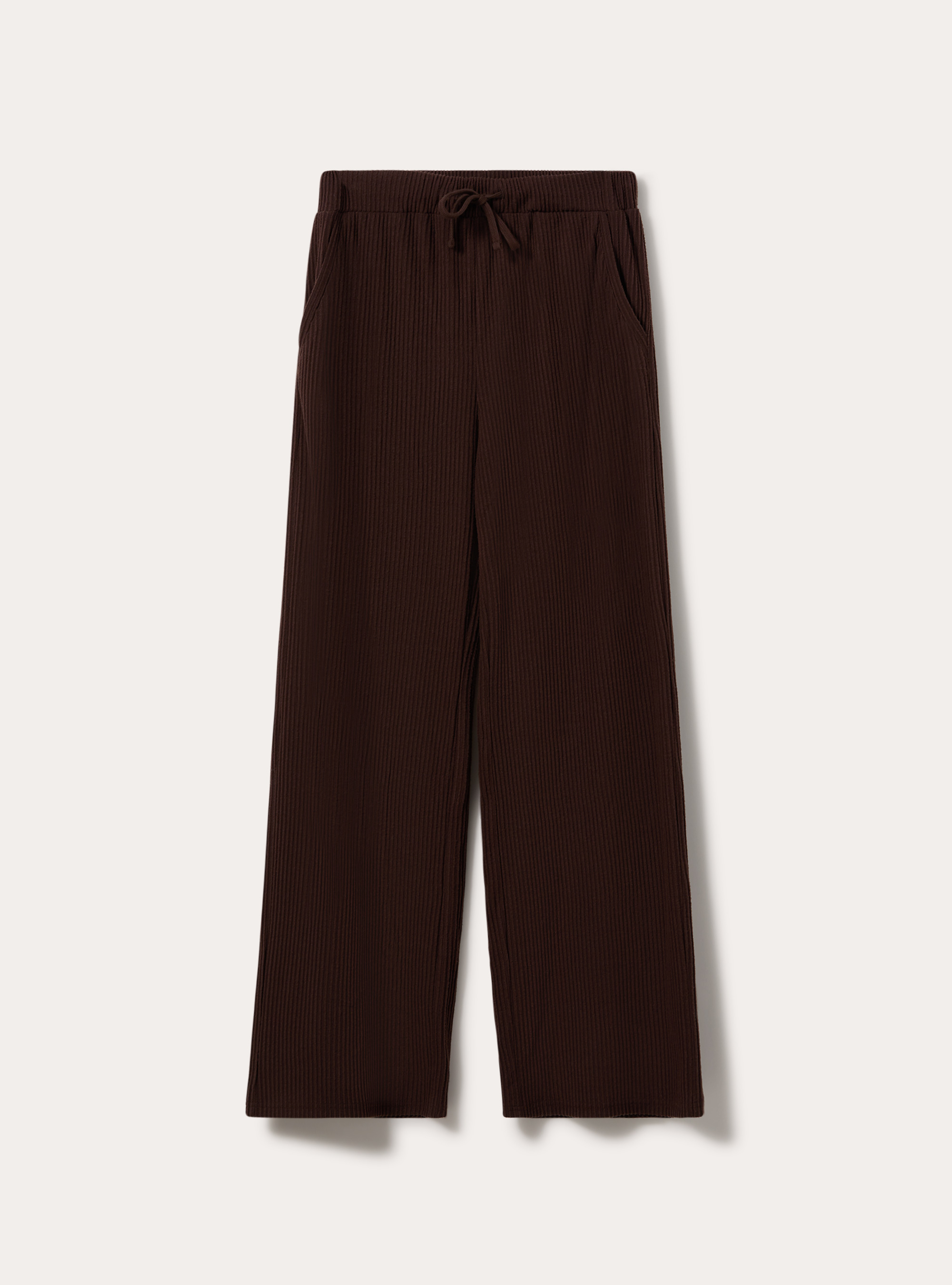 Jogger wide leg a coste, BR1 BROWN DARK