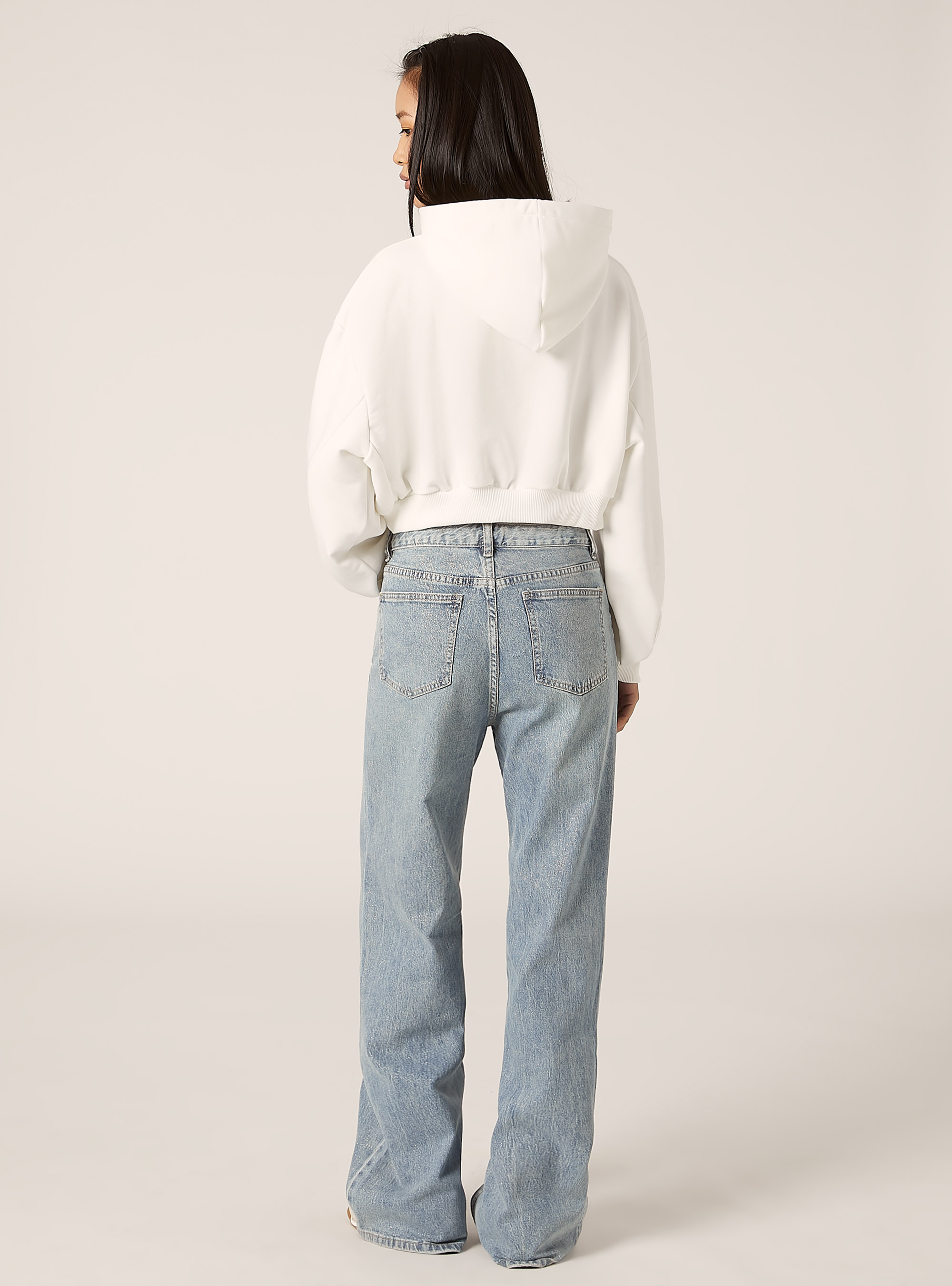 Sweatshirt court avec imprimé Teddy, WH2 WHITE