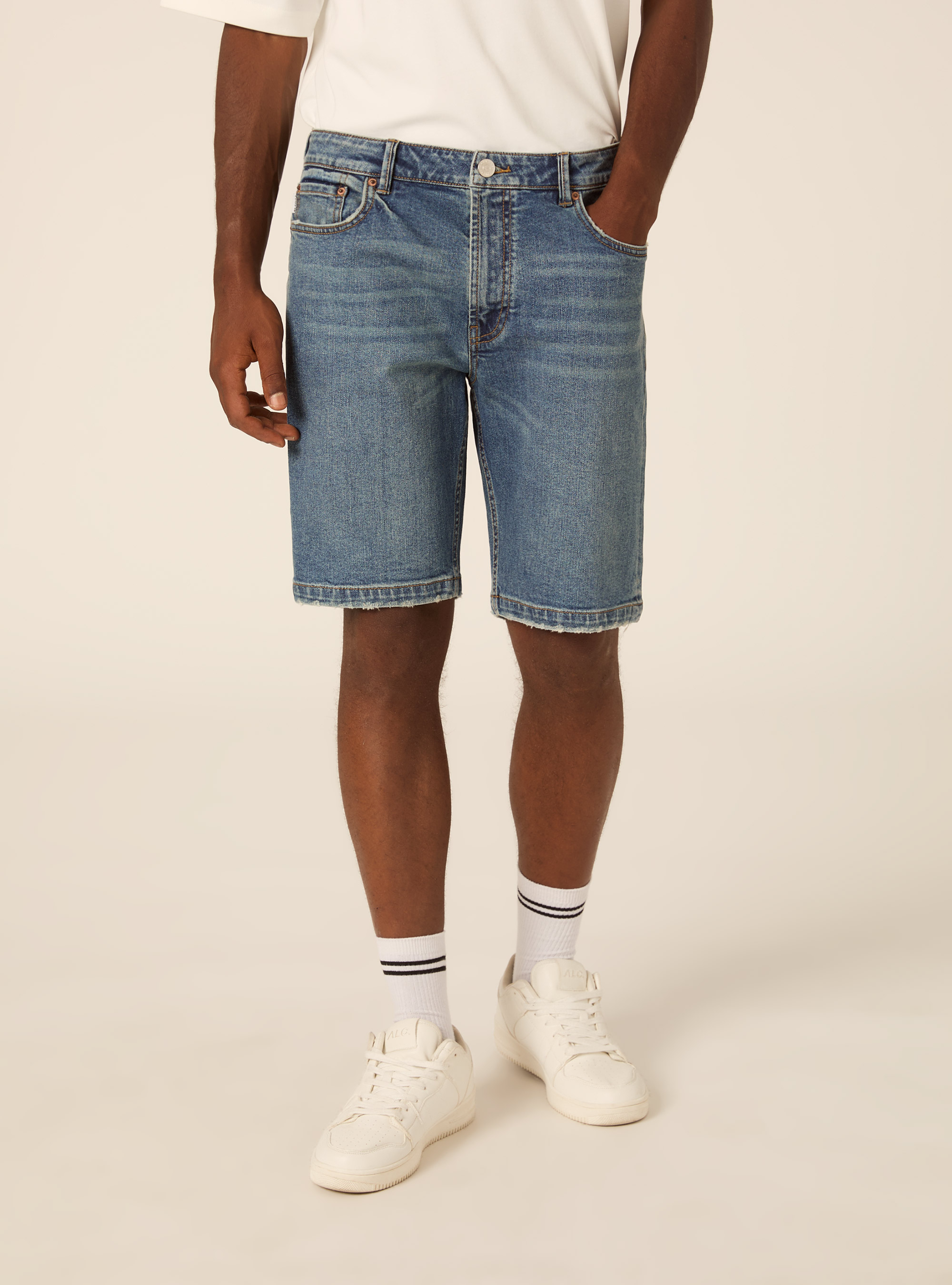 Jeans bermuda slim, D002 MEDIUM DARK BLUE