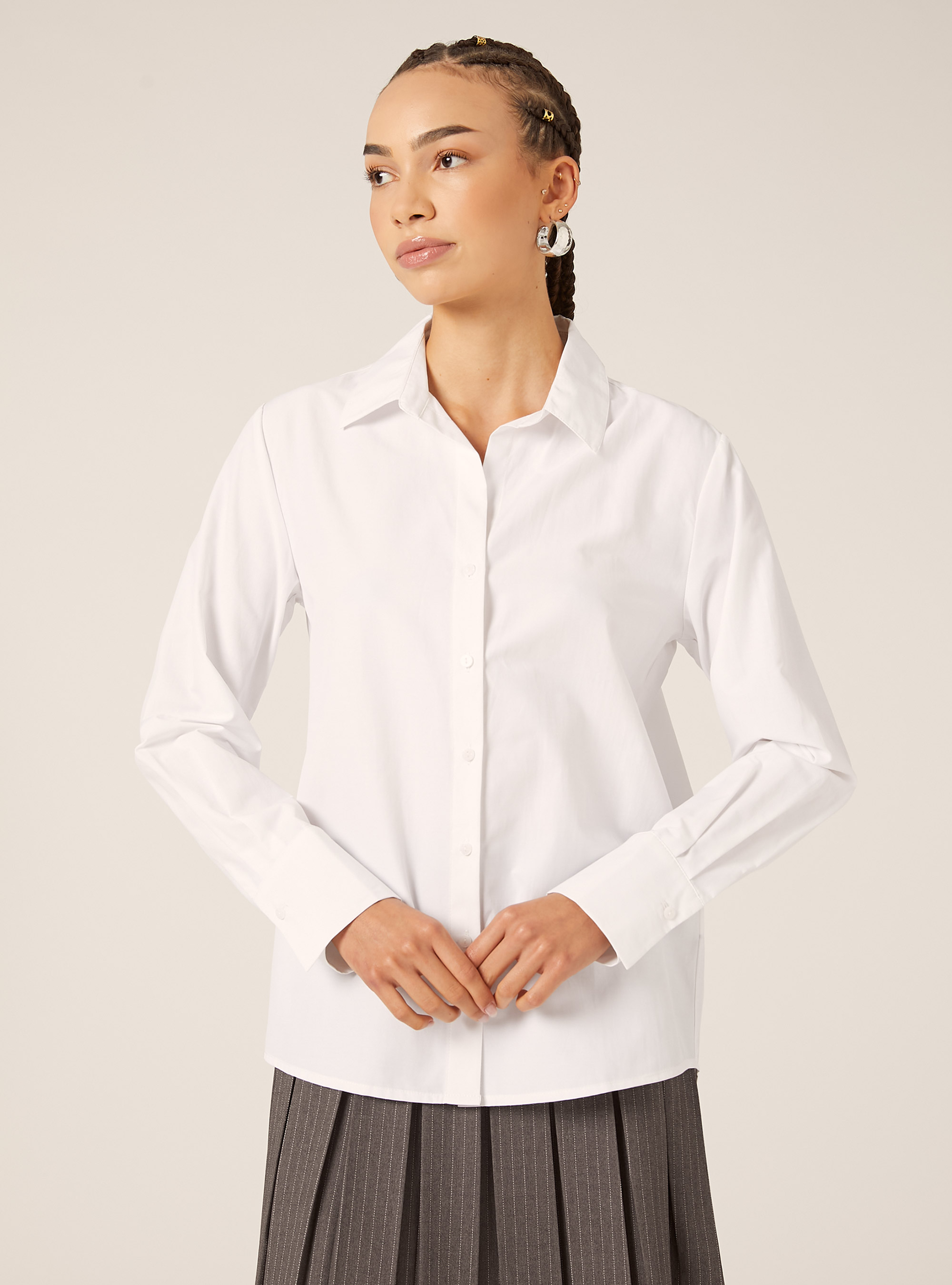 Basic poplin shirt, WH3 WHITE