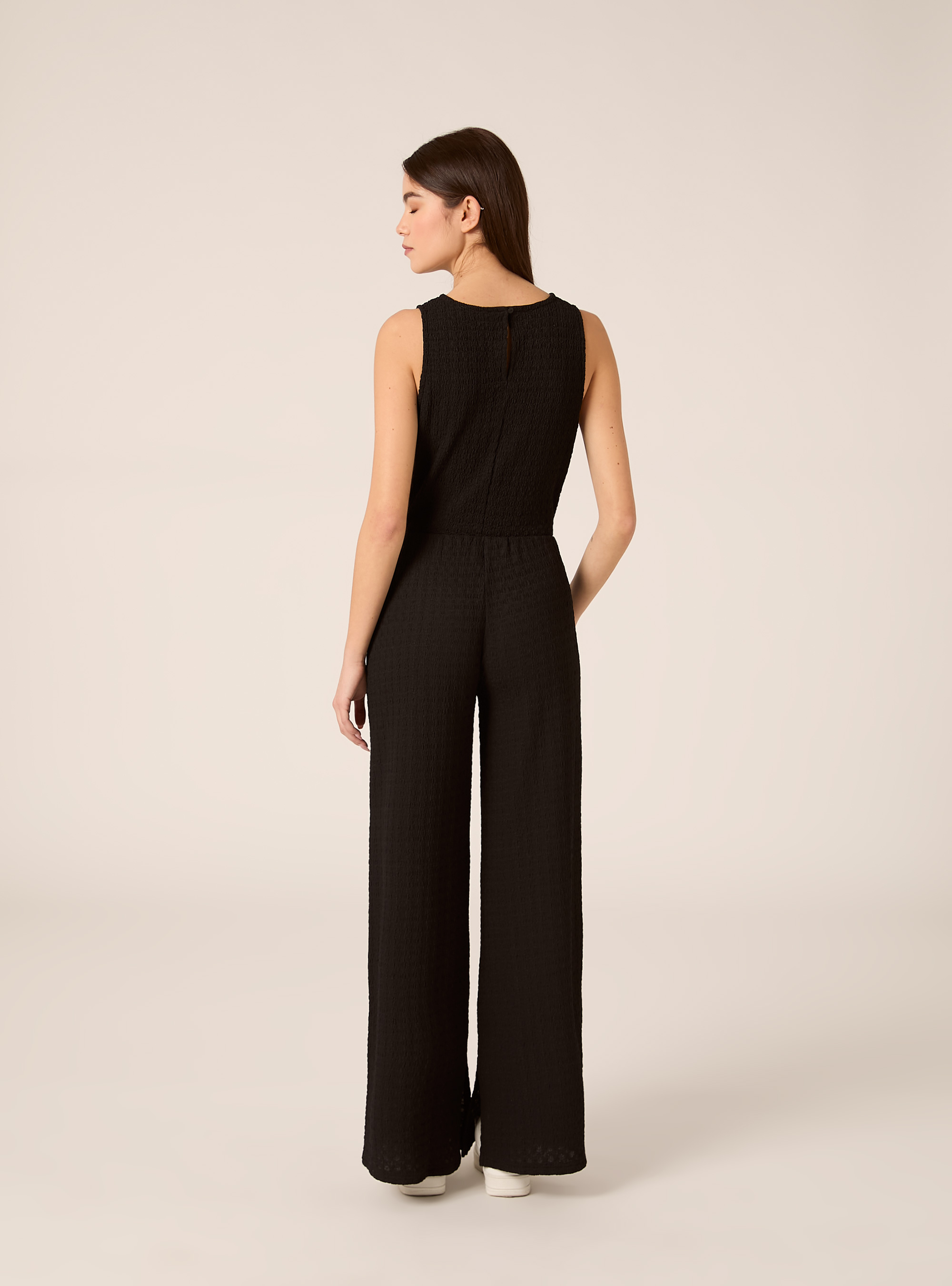 Pantalones de tejido waffle, BK1 BLACK