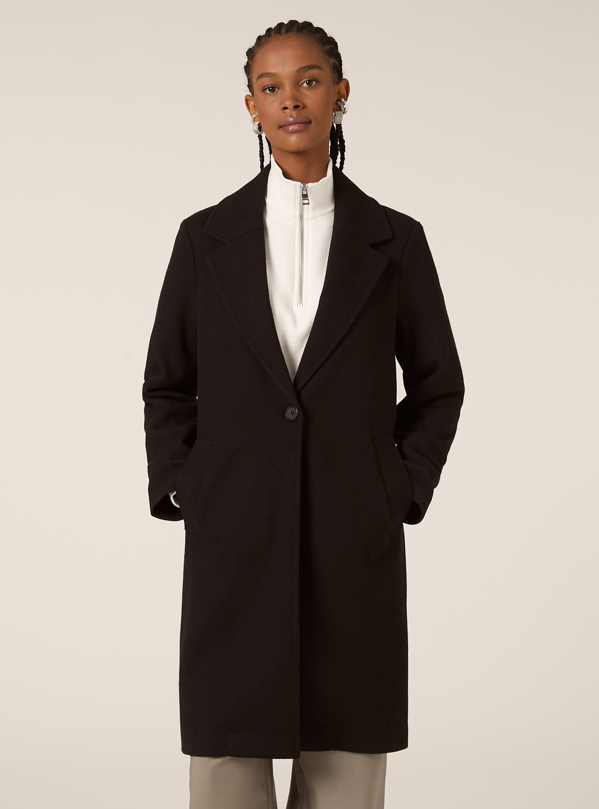 Cappotto midi monopetto, BK1 BLACK