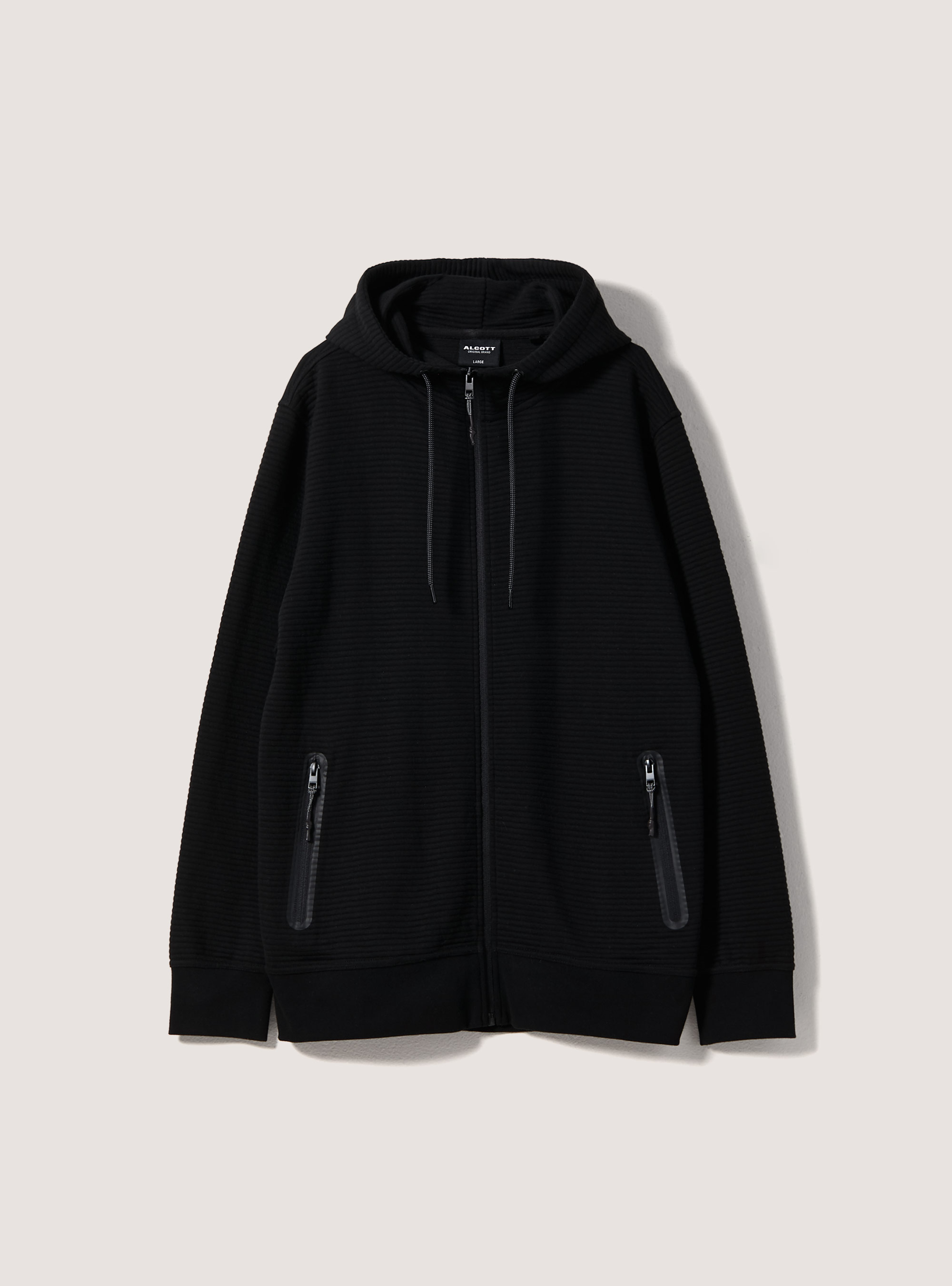 Sweatshirt with zip and hood, BK1 BLACK