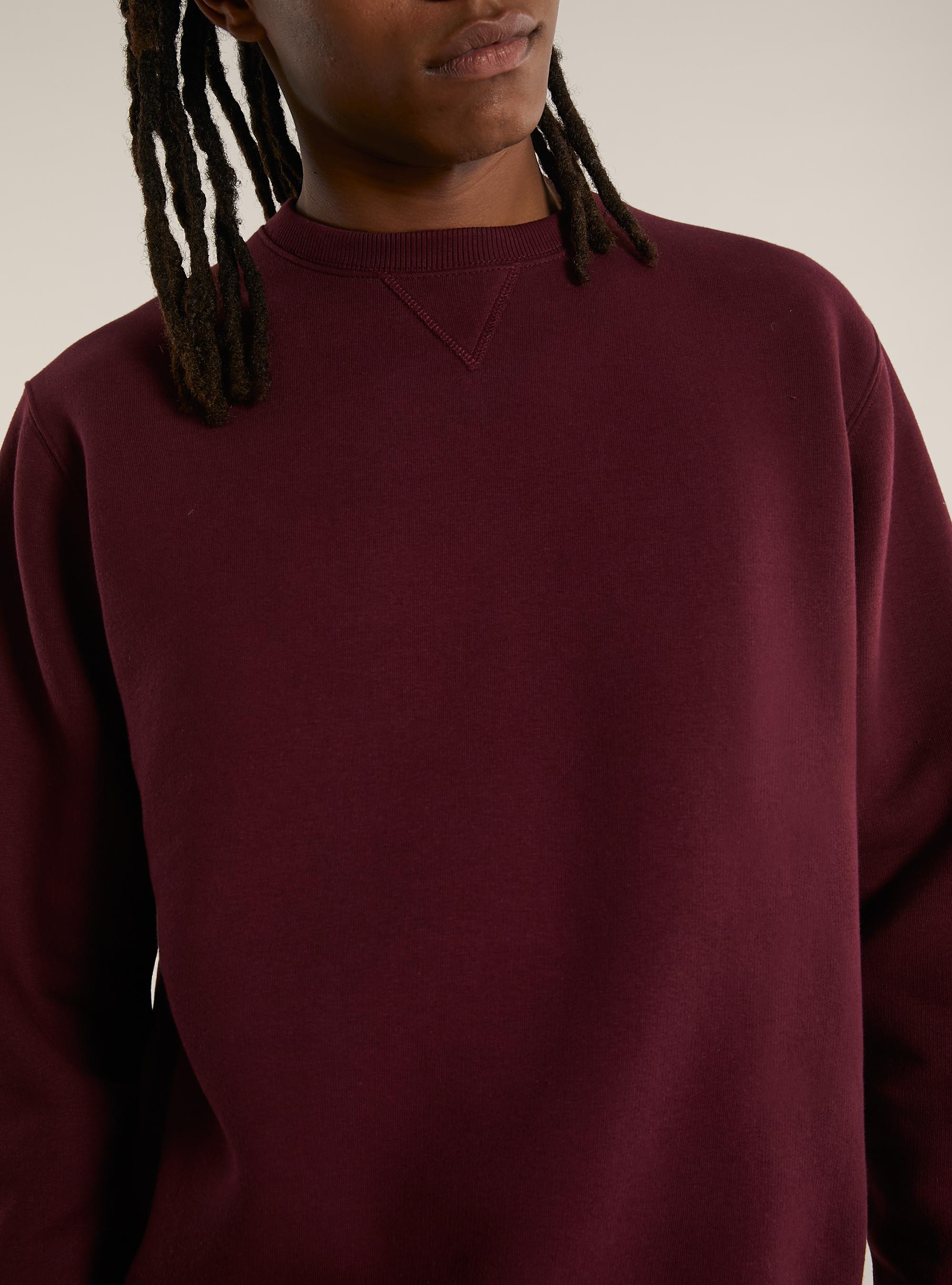 Solid-coloured crewneck sweatshirt, BO1 BORDEAUX DARK