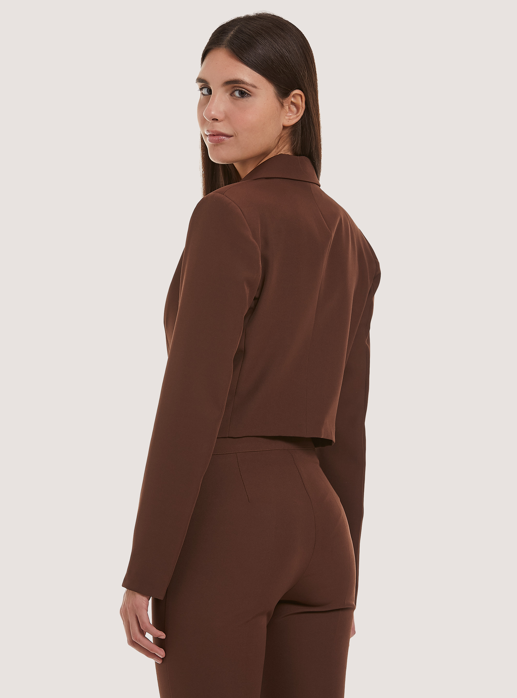 Blazer cropped Made in Italy, BR1 BROWN DARK