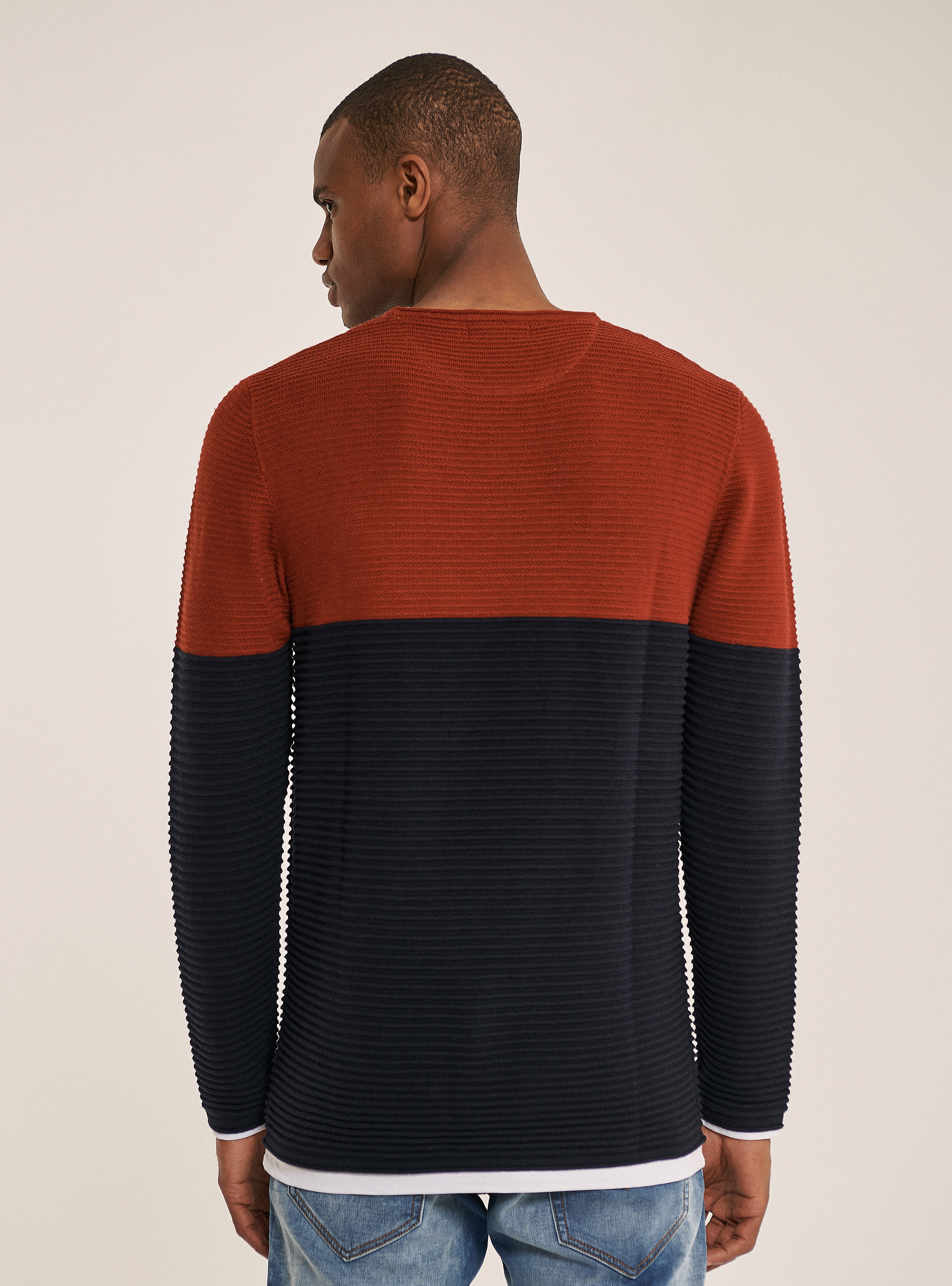 Rolling neck pullover with t-shirt details, DARK ORANGE