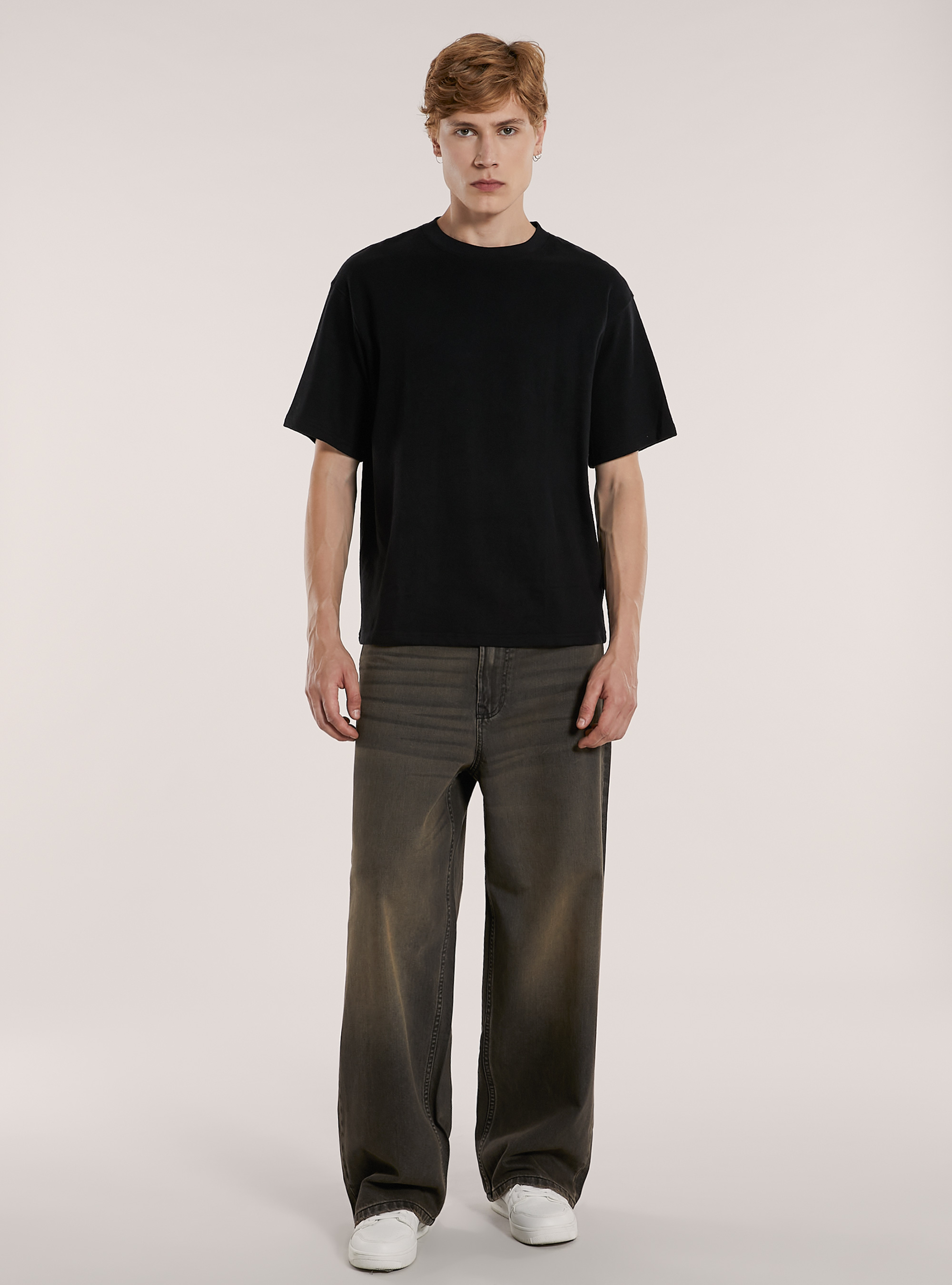 Maglietta boxy fit con texture, BK1 BLACK