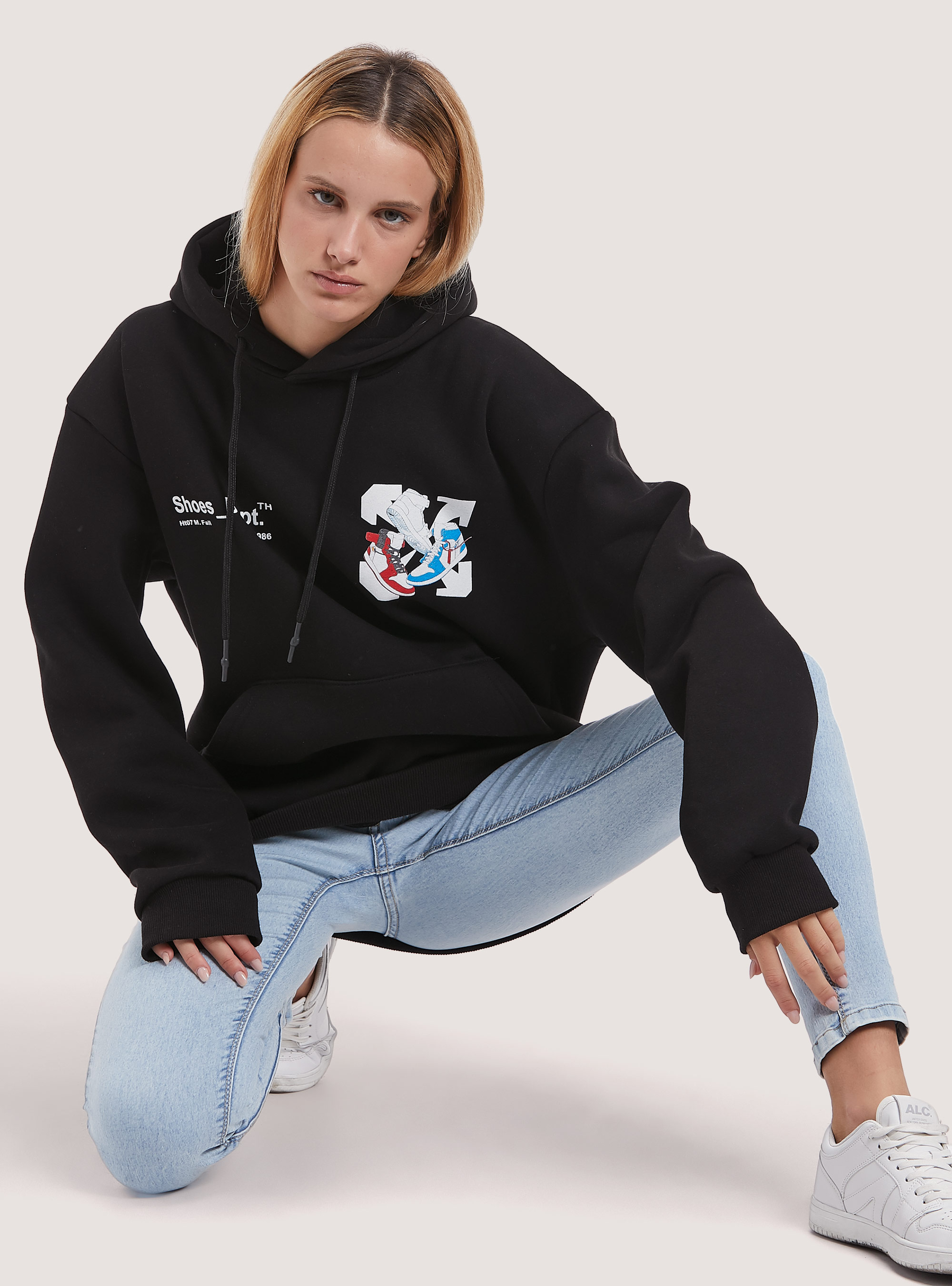 Sweatshirt with Smile Collection print, BK1 BLACK