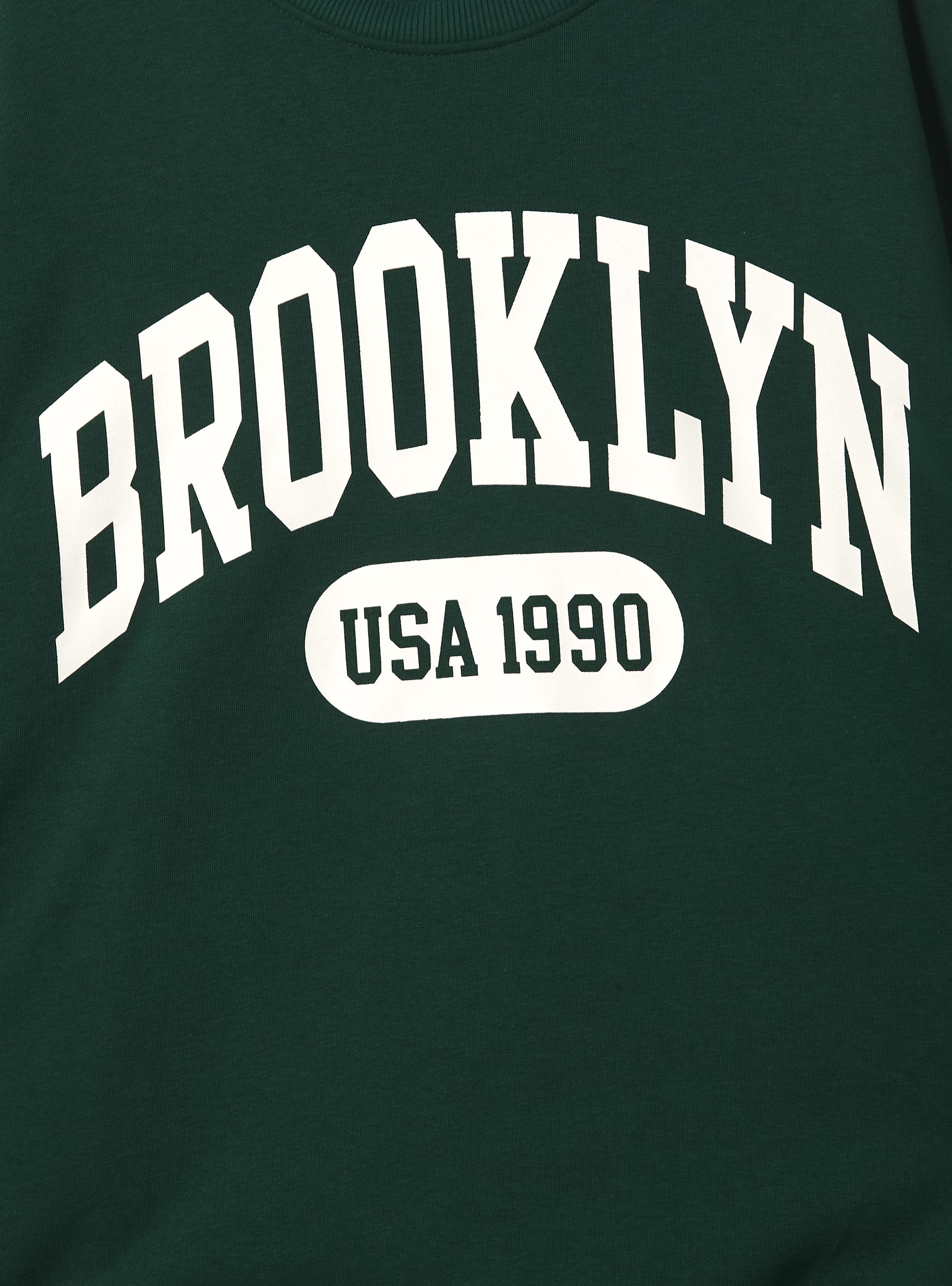 Sudadera universitaria oversize de cuello redondo, GN1 GREEN DARK