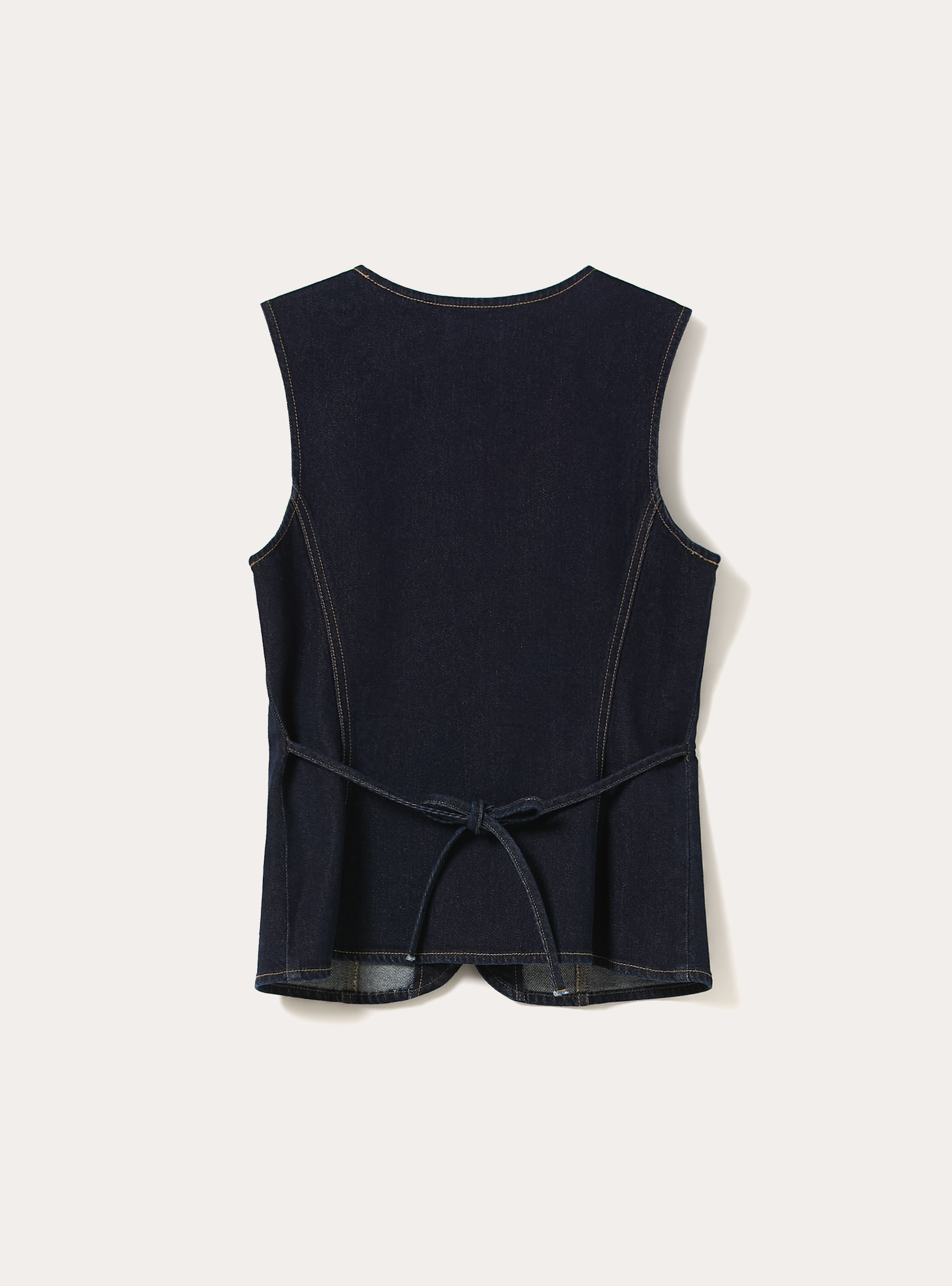 Gilet in denim con bottoni, D001 DEEP BLUE