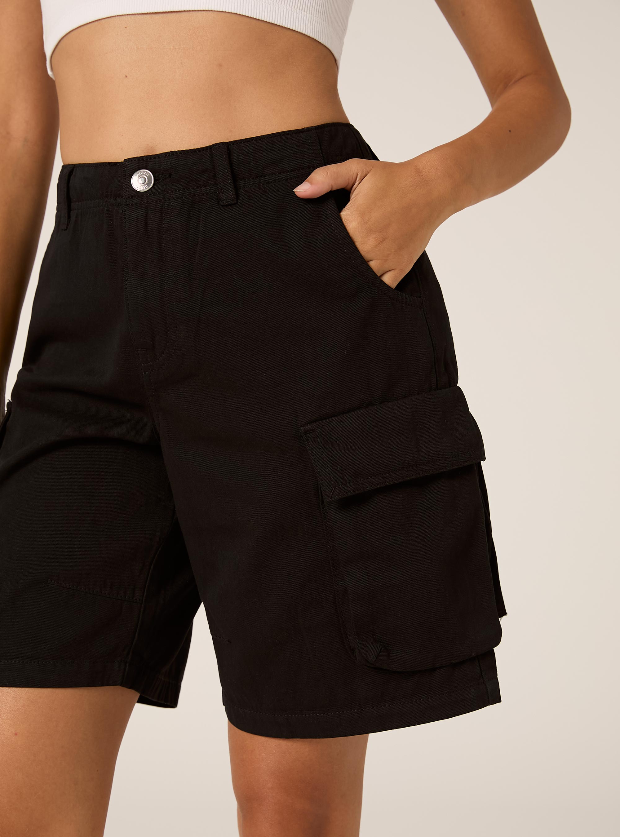 Twill cargo bermuda shorts, BK1 BLACK