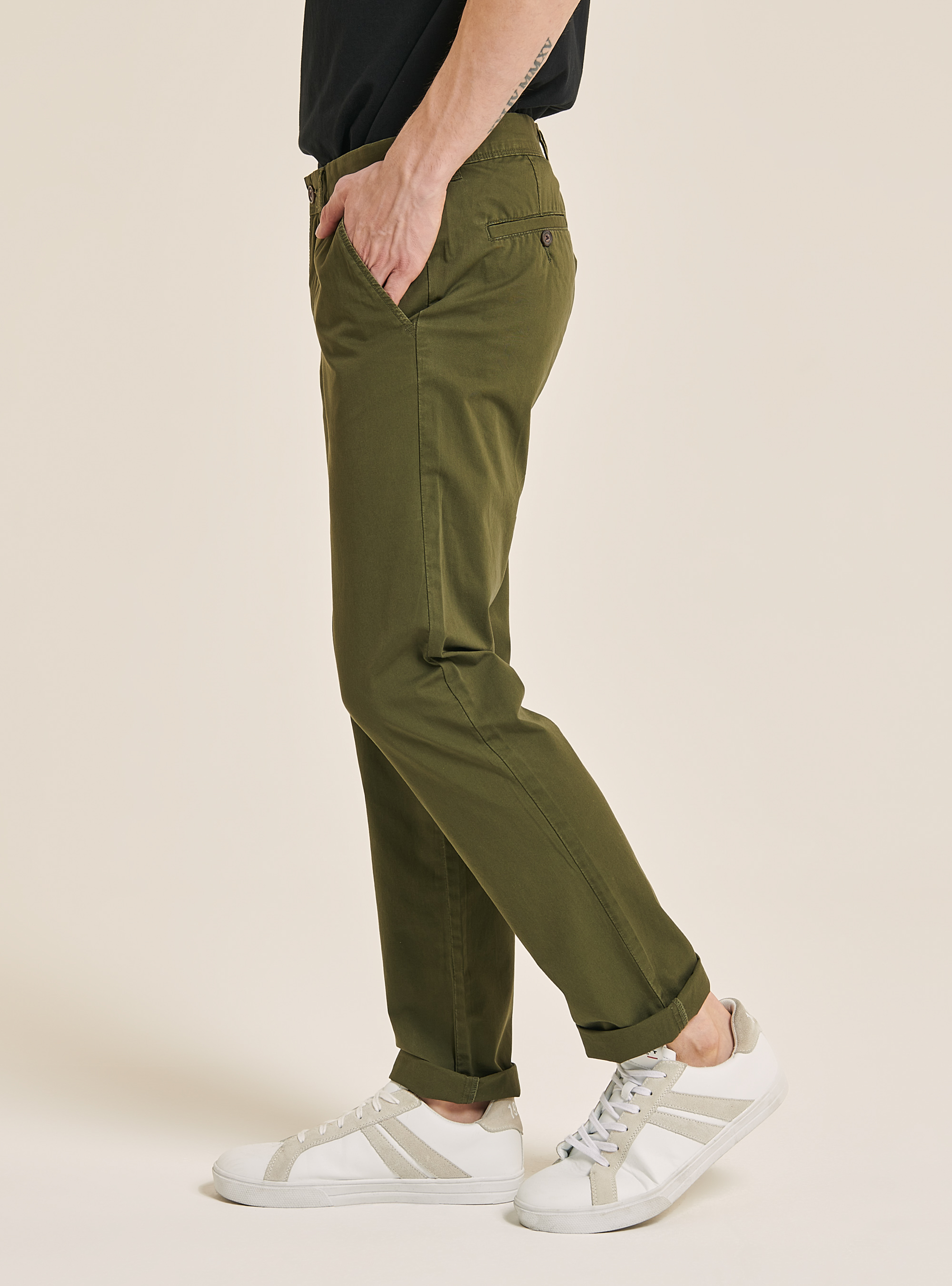 Pantaloni chinos in twill, C6573 KAKY