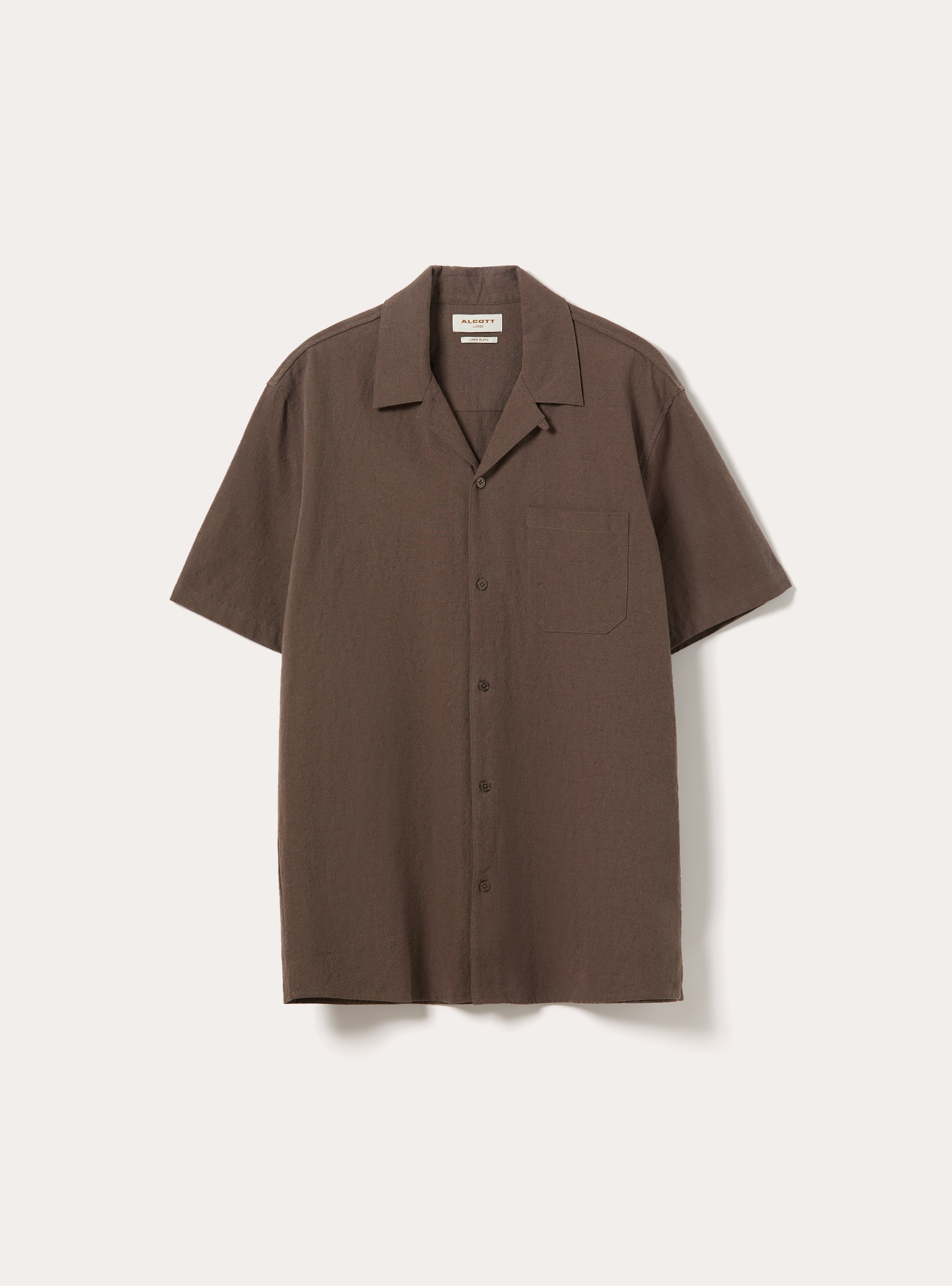 Camicia in misto lino, MBR2 BROWN MEL MED