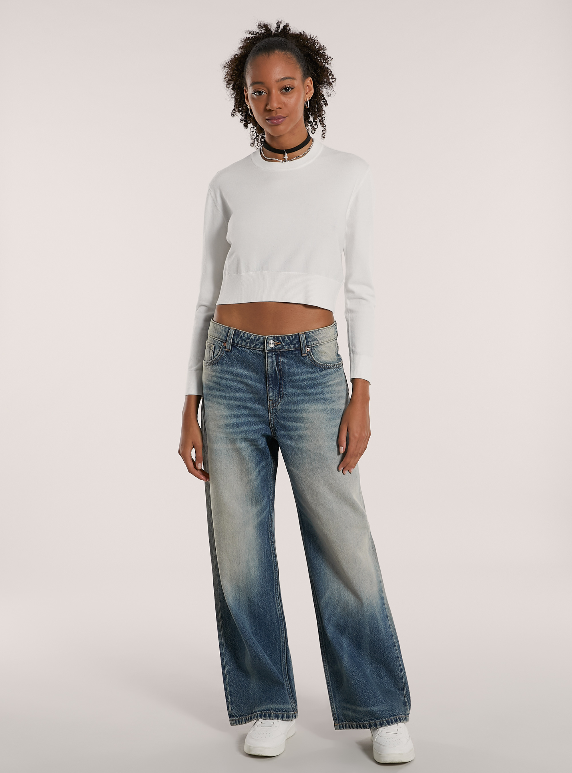 Maglia girocollo boxy, WH2 WHITE