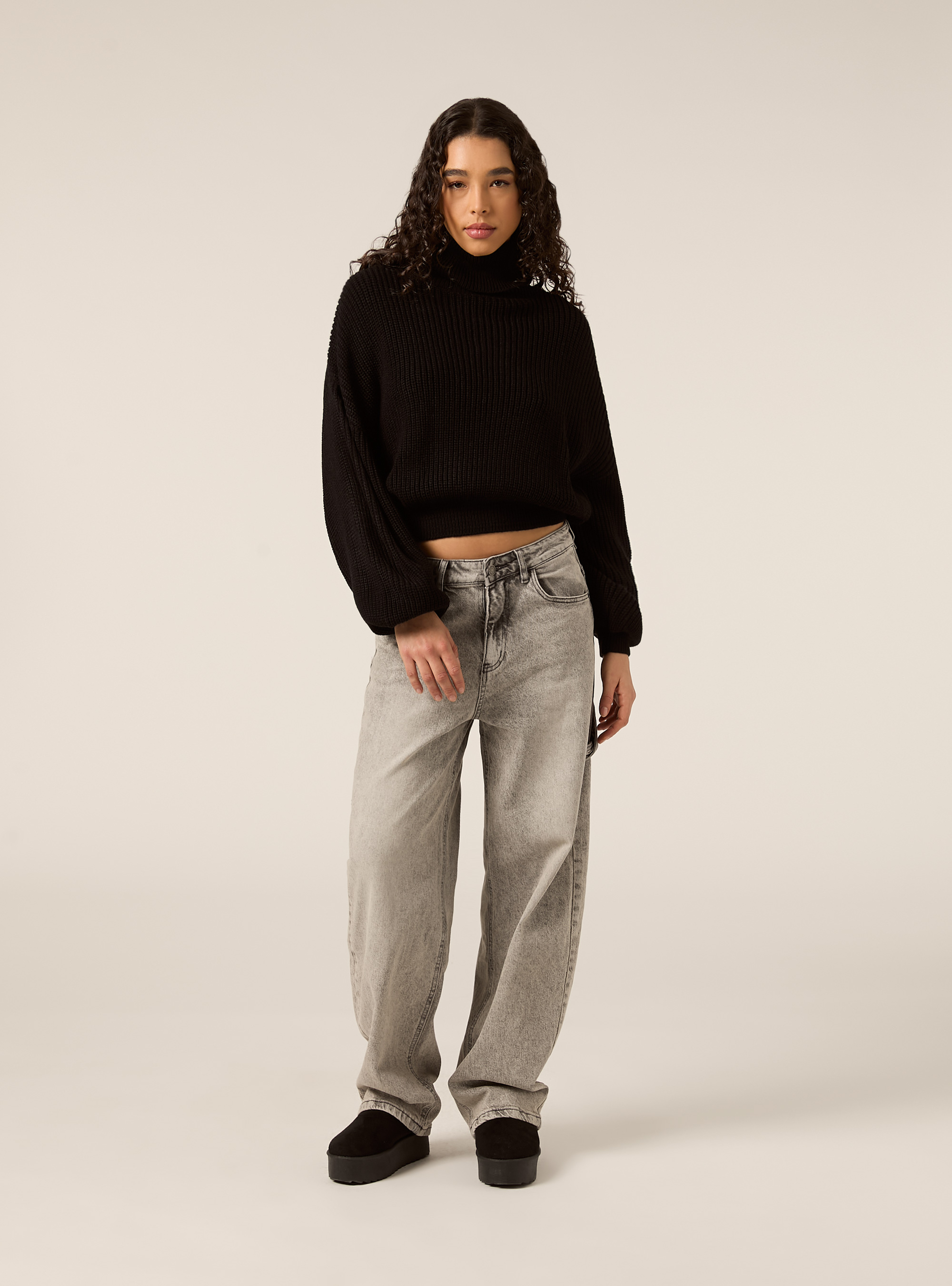 Maglia a collo alto, BK1 BLACK