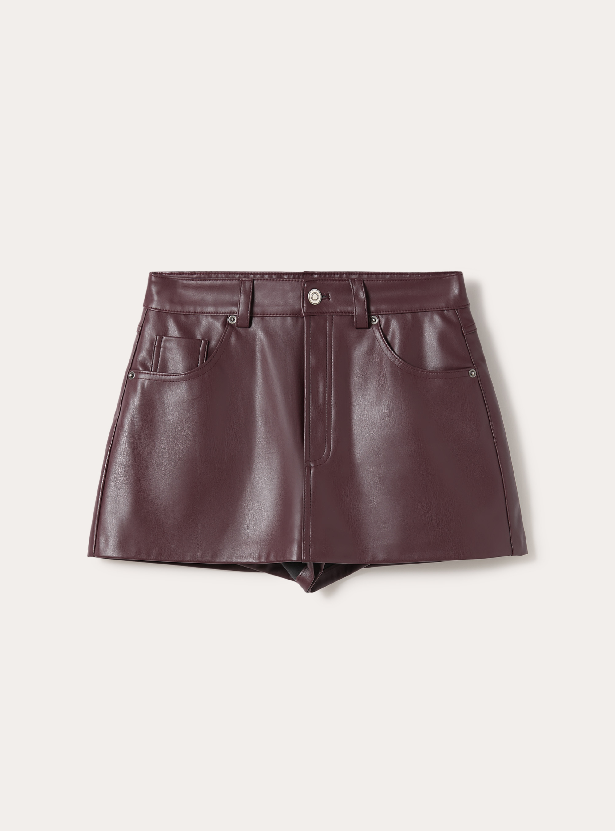 Minigonna pantalone effetto pelle, BO2 BORDEAUX MEDIUM