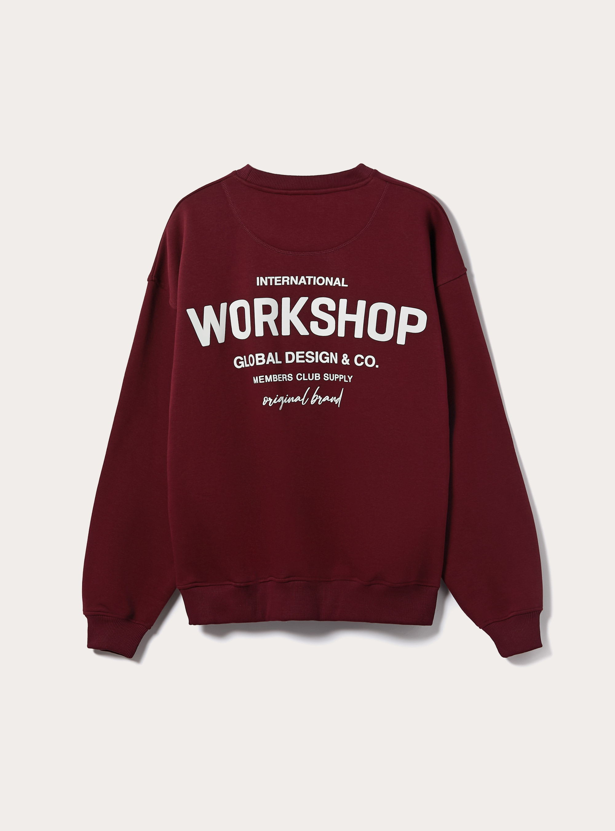 Boxy fit sweatshirt with Workshop print, BO1 BORDEAUX DARK