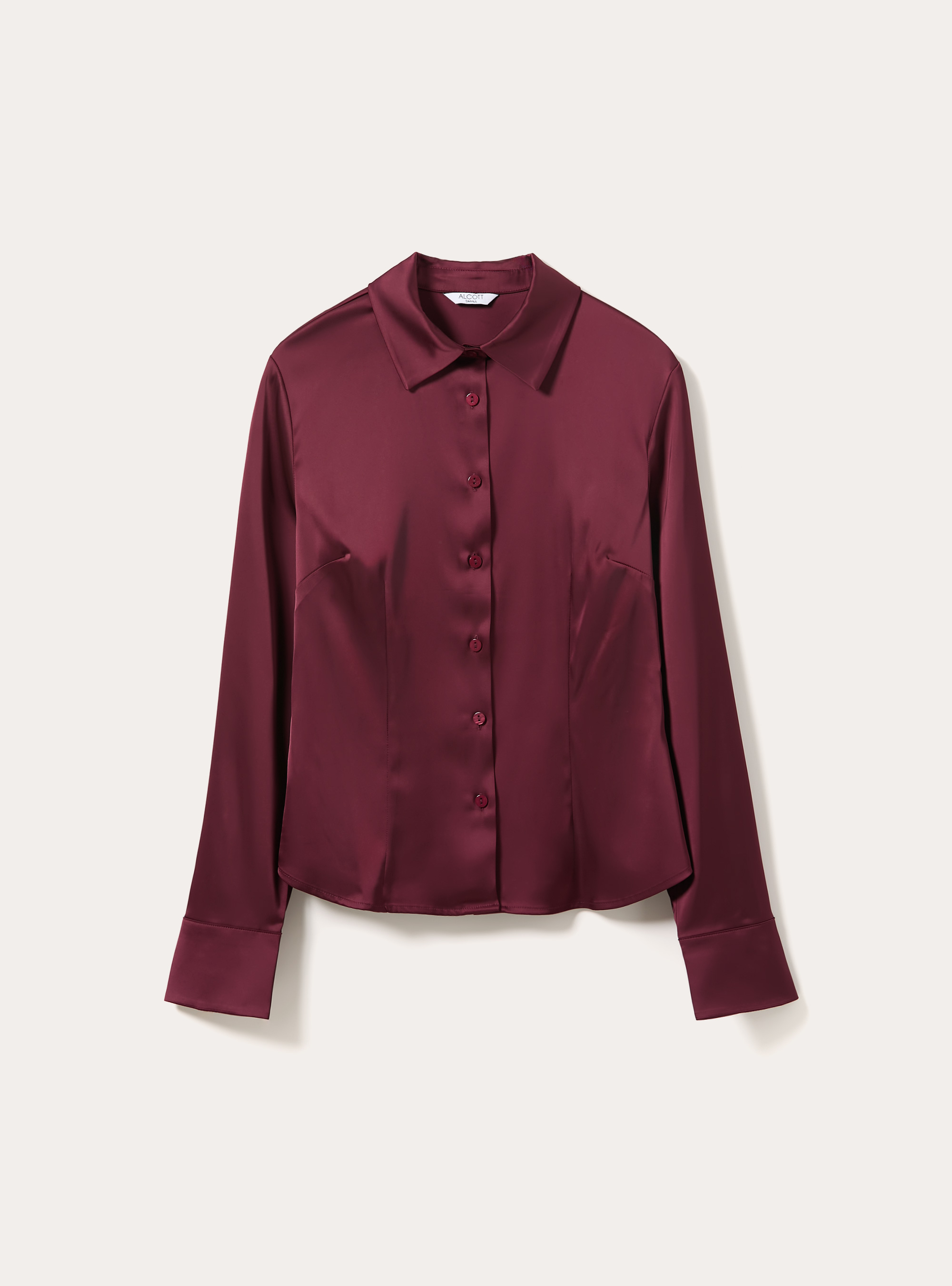Langarm hemd aus satin, BO1 BORDEAUX DARK