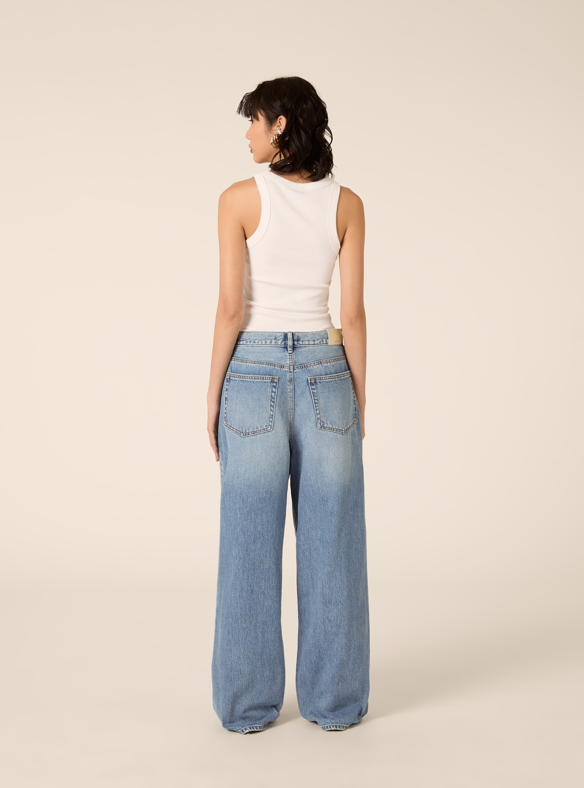 Jeans wide leg, D003 MEDIUM BLUE