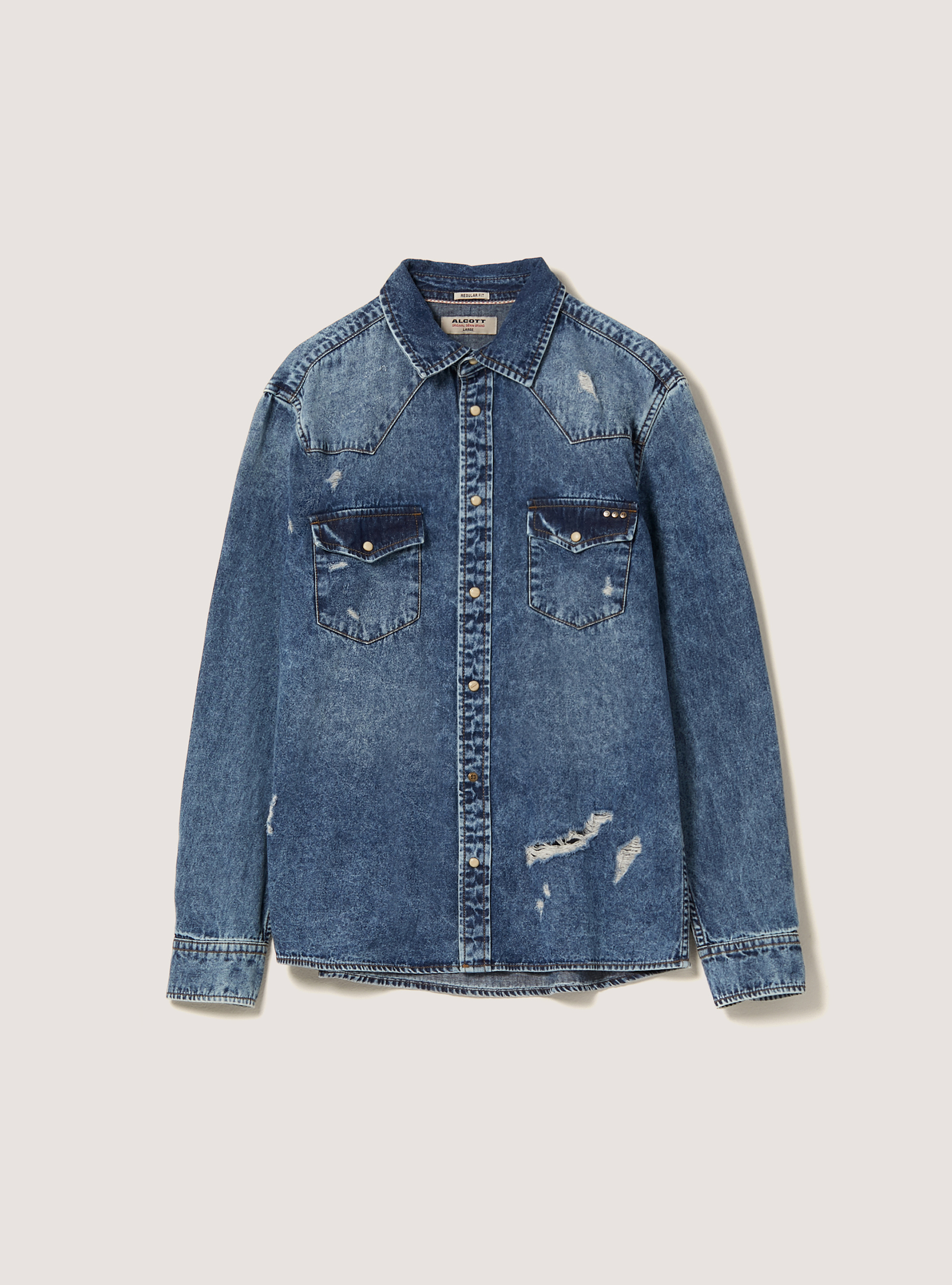 Camicia denim regular fit, D003 MEDIUM BLUE