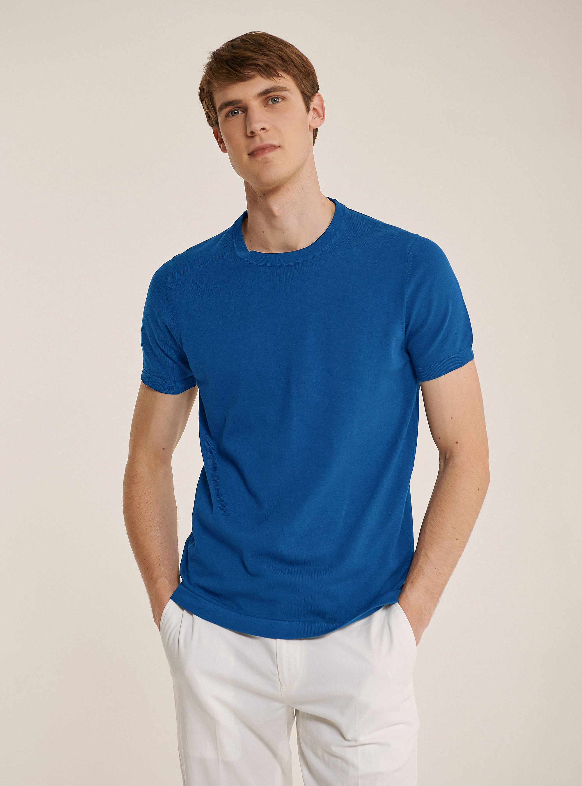 Jersey de algod&oacute;n de manga corta, AZ1 DARK AZZURRE