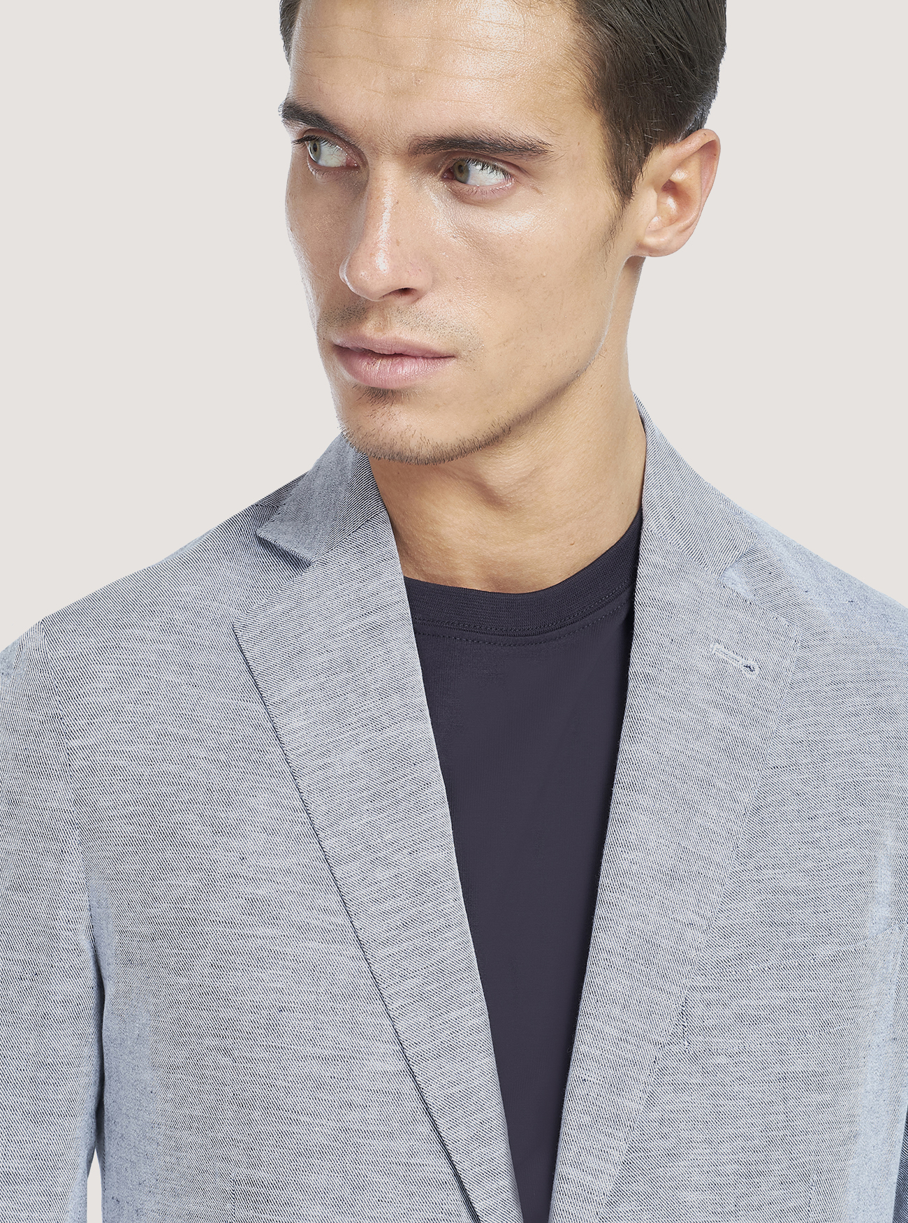 Linen Blend Jacket, BLUE