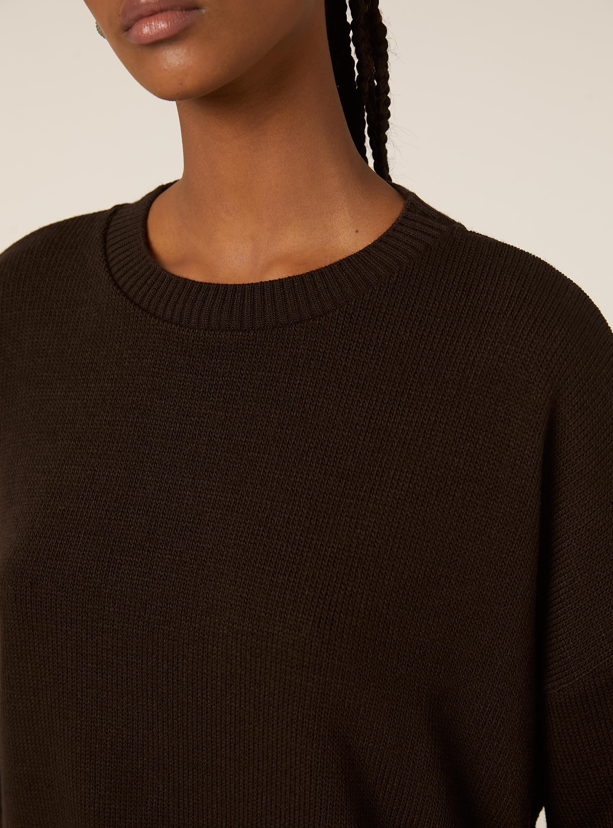 Maglia basic tinta unita cropped, BR2 BROWN MEDIUM