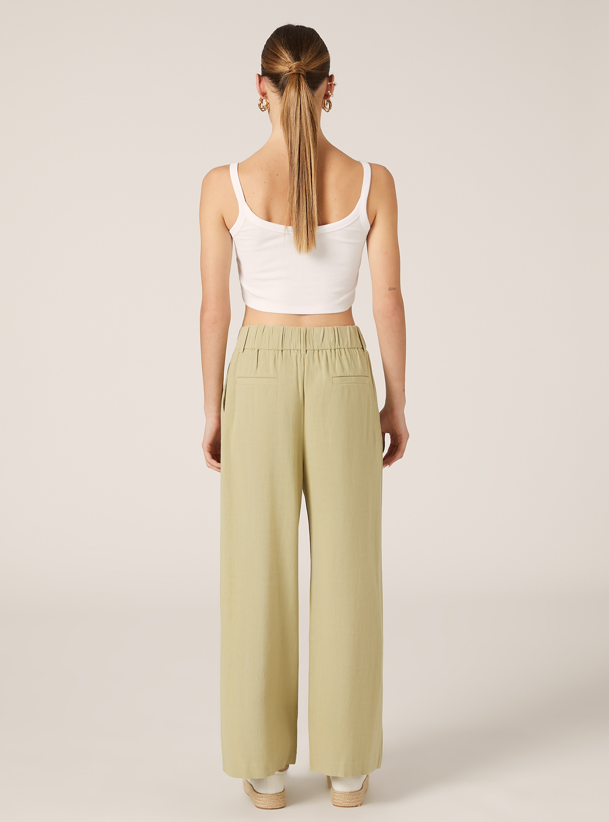 Linen blend wide leg pants, KY3 KAKY LIGHT