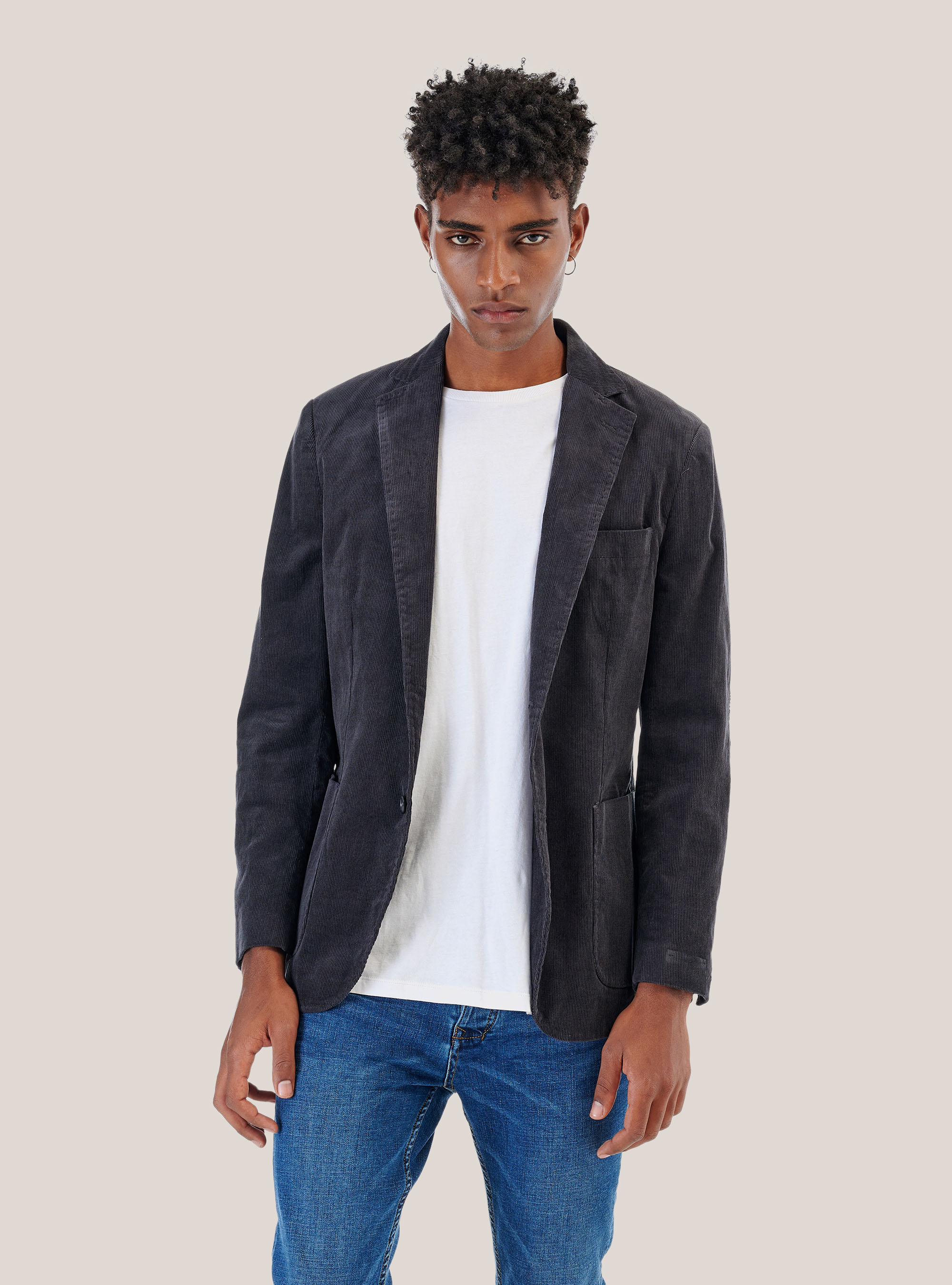 Giacca in velluto, GRIGIO