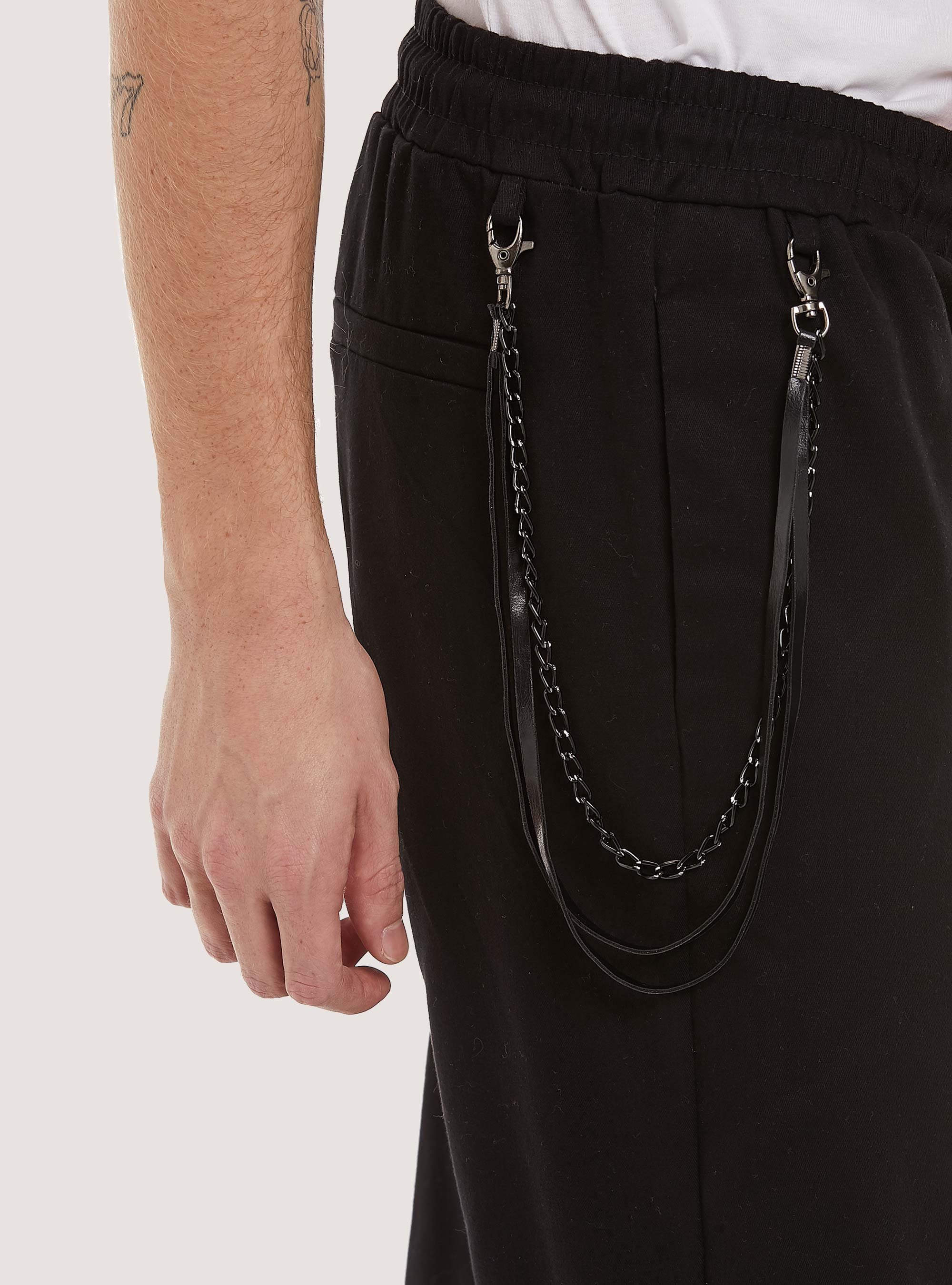 Pantaloni jogger con catena, BK1 BLACK