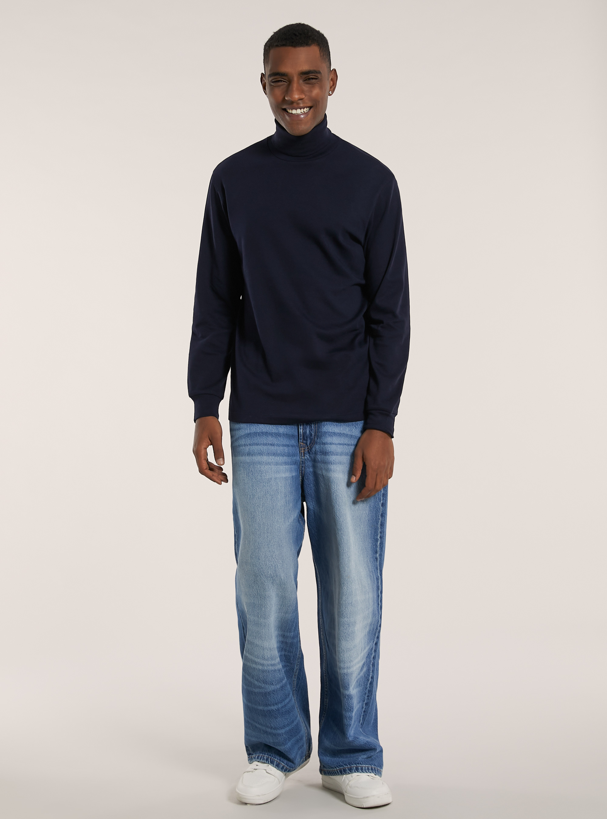 Maglietta a maniche lunghe a collo alto, NA1 NAVY DARK