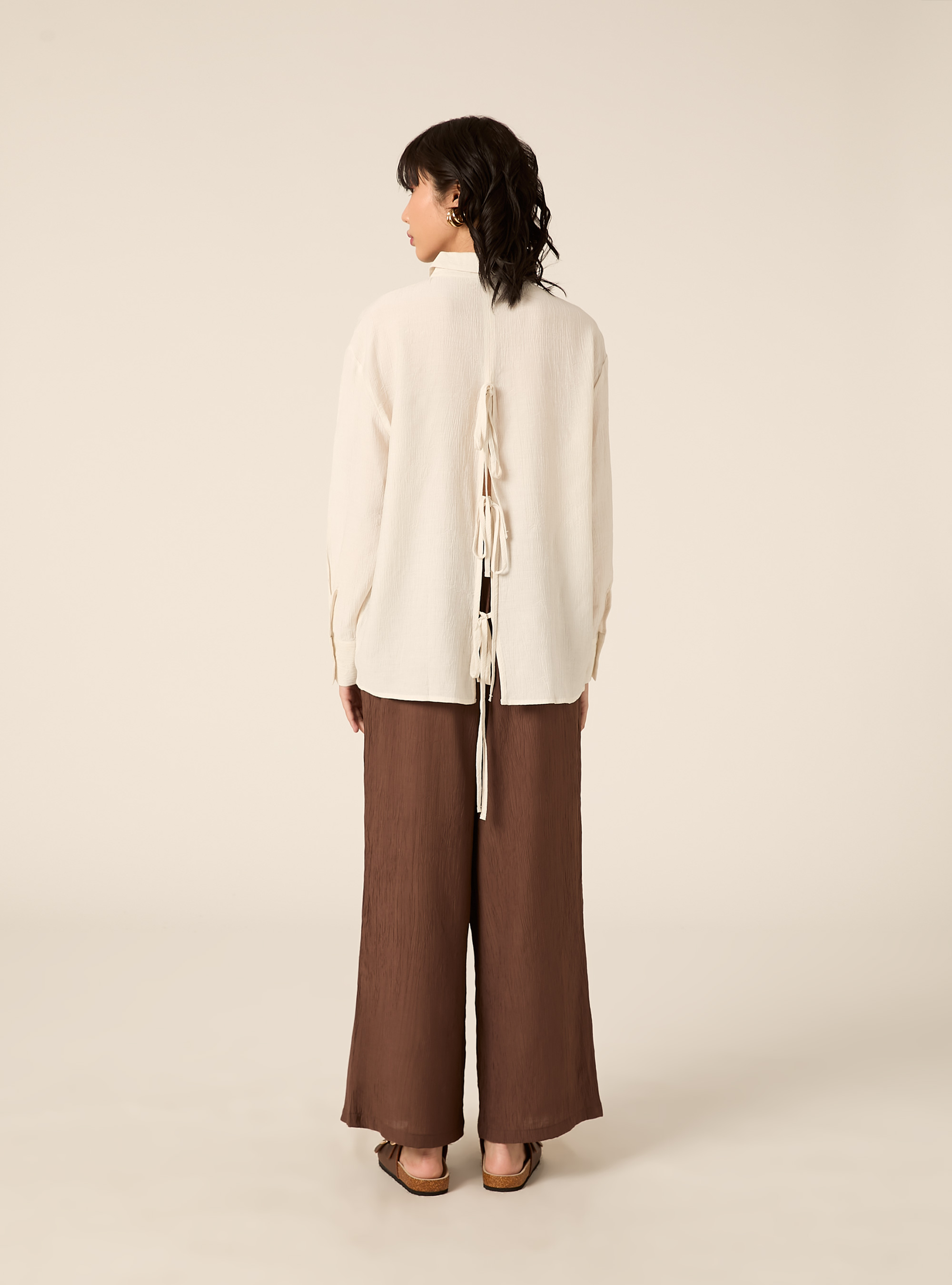 Camicia in crepe con lacci sul dietro, WH2 WHITE