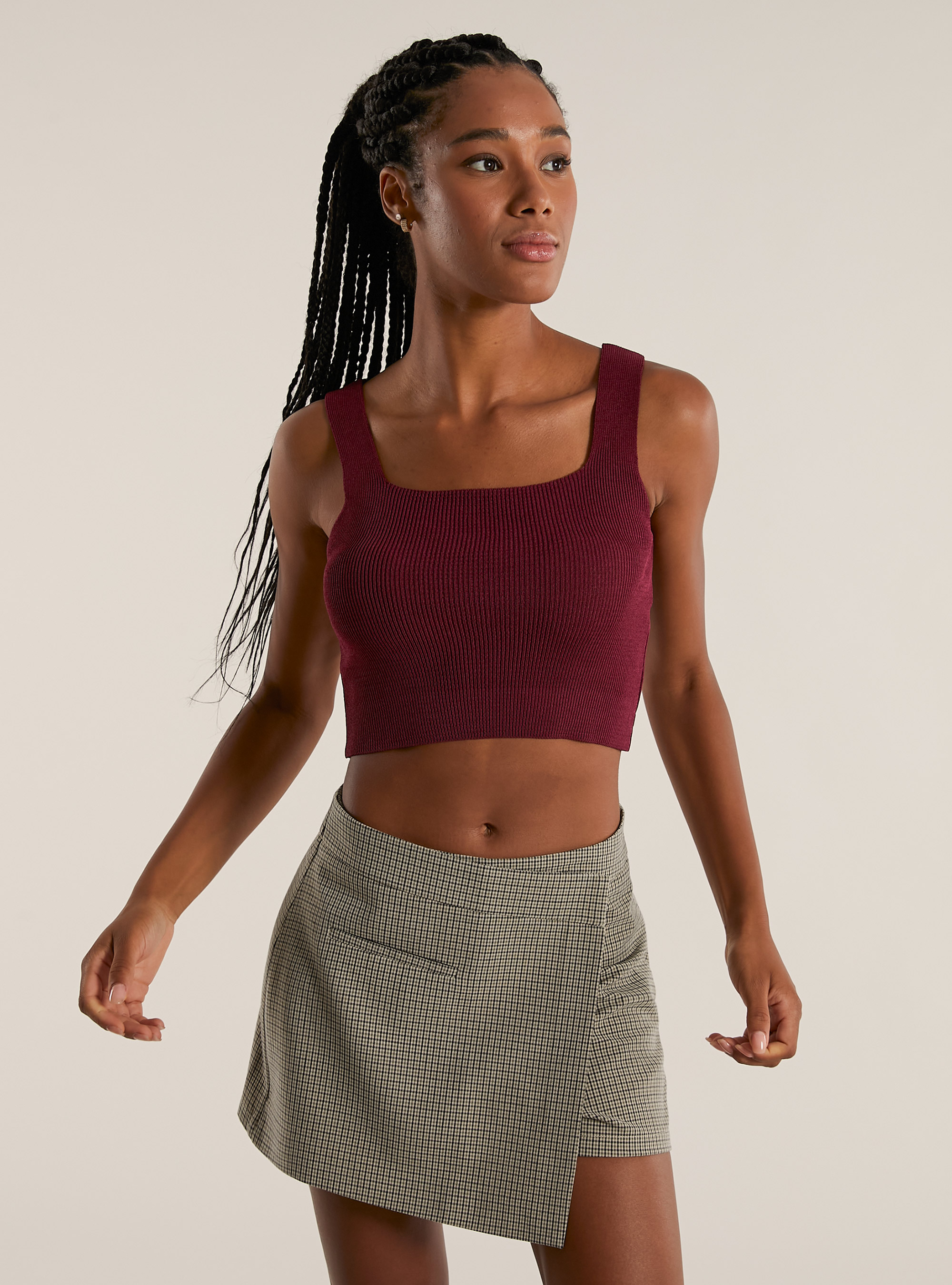 Knit tank top, BO1 BORDEAUX DARK