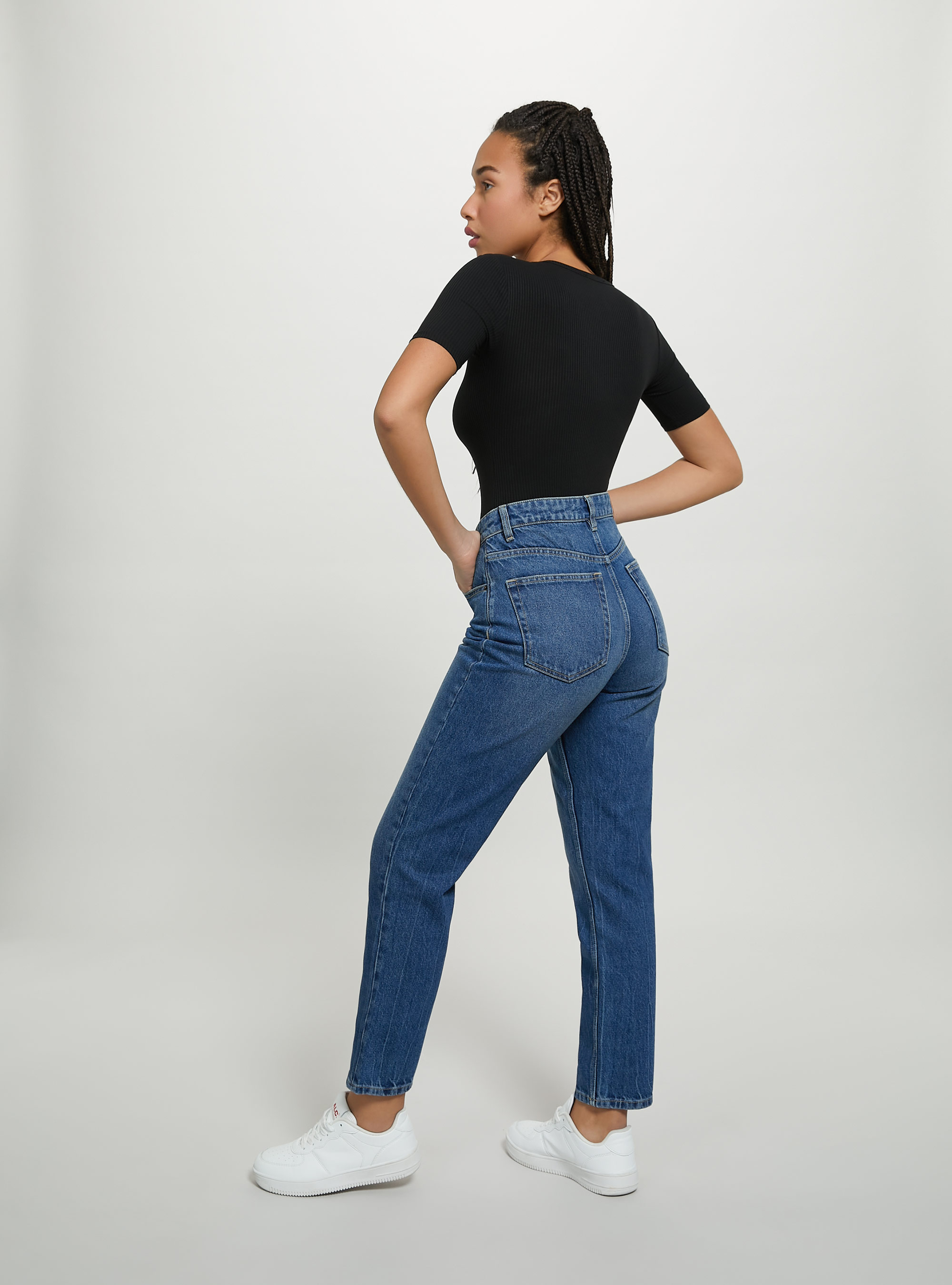 Ribbed short-sleeved bodysuit, BK1 BLACK