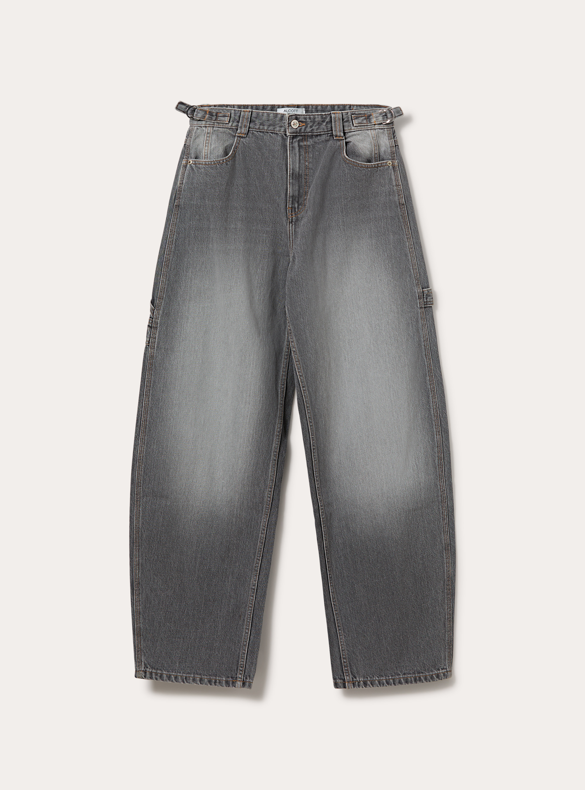 Jeans balloon carpenter con vita regolabile, D00G GREY