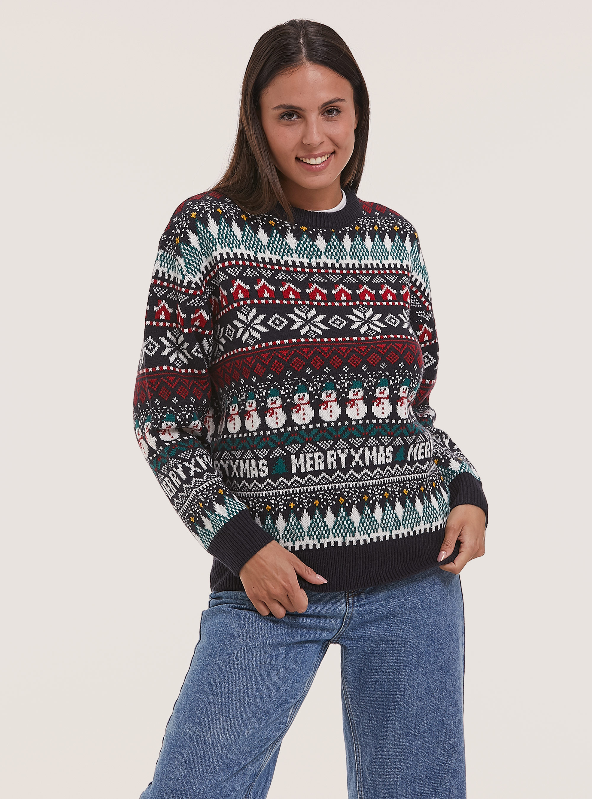 Christmas Family Collection pullover, NA1 NAVY DARK
