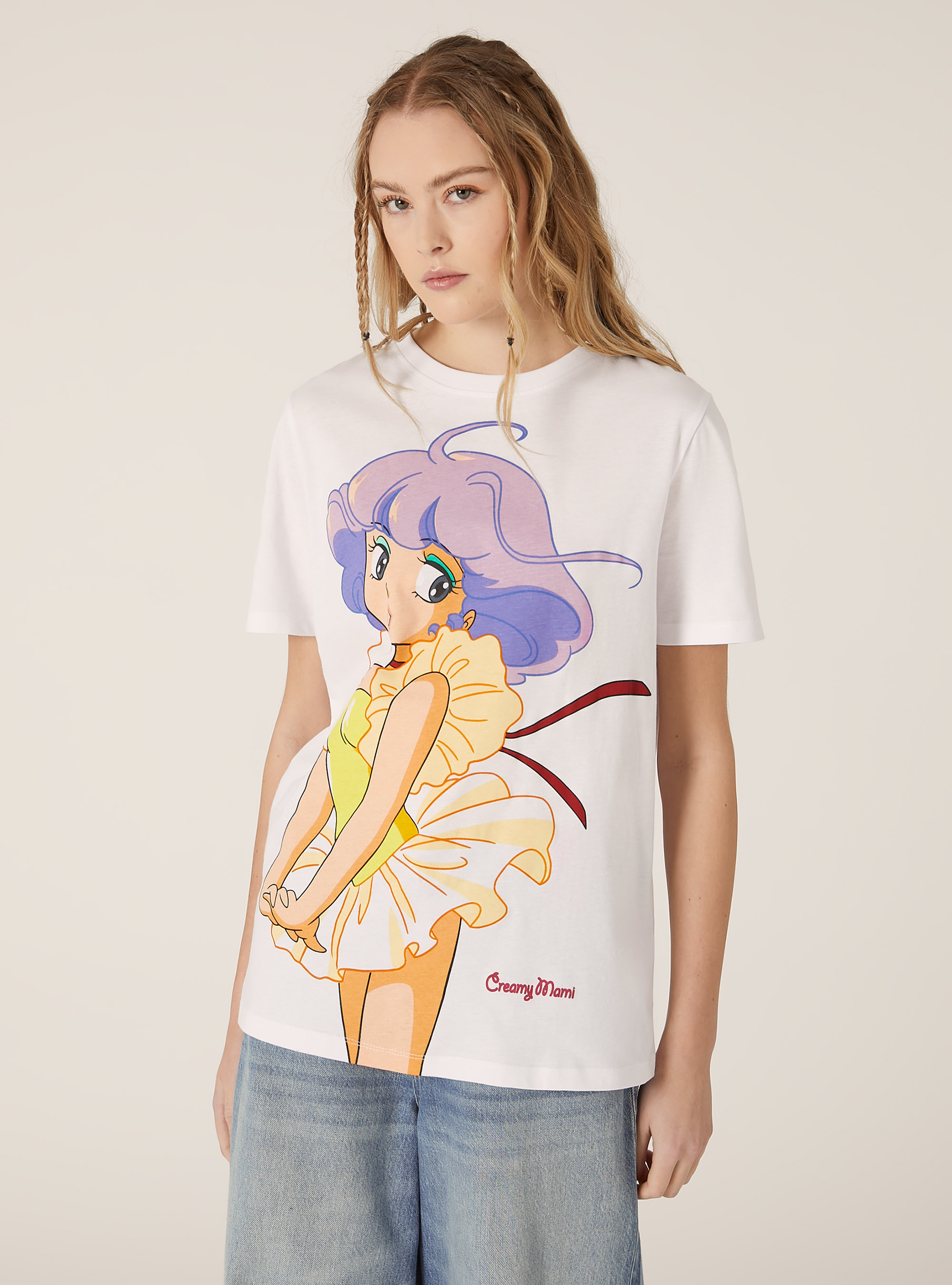 Creamy print T-shirt / Alcott, WH3 WHITE