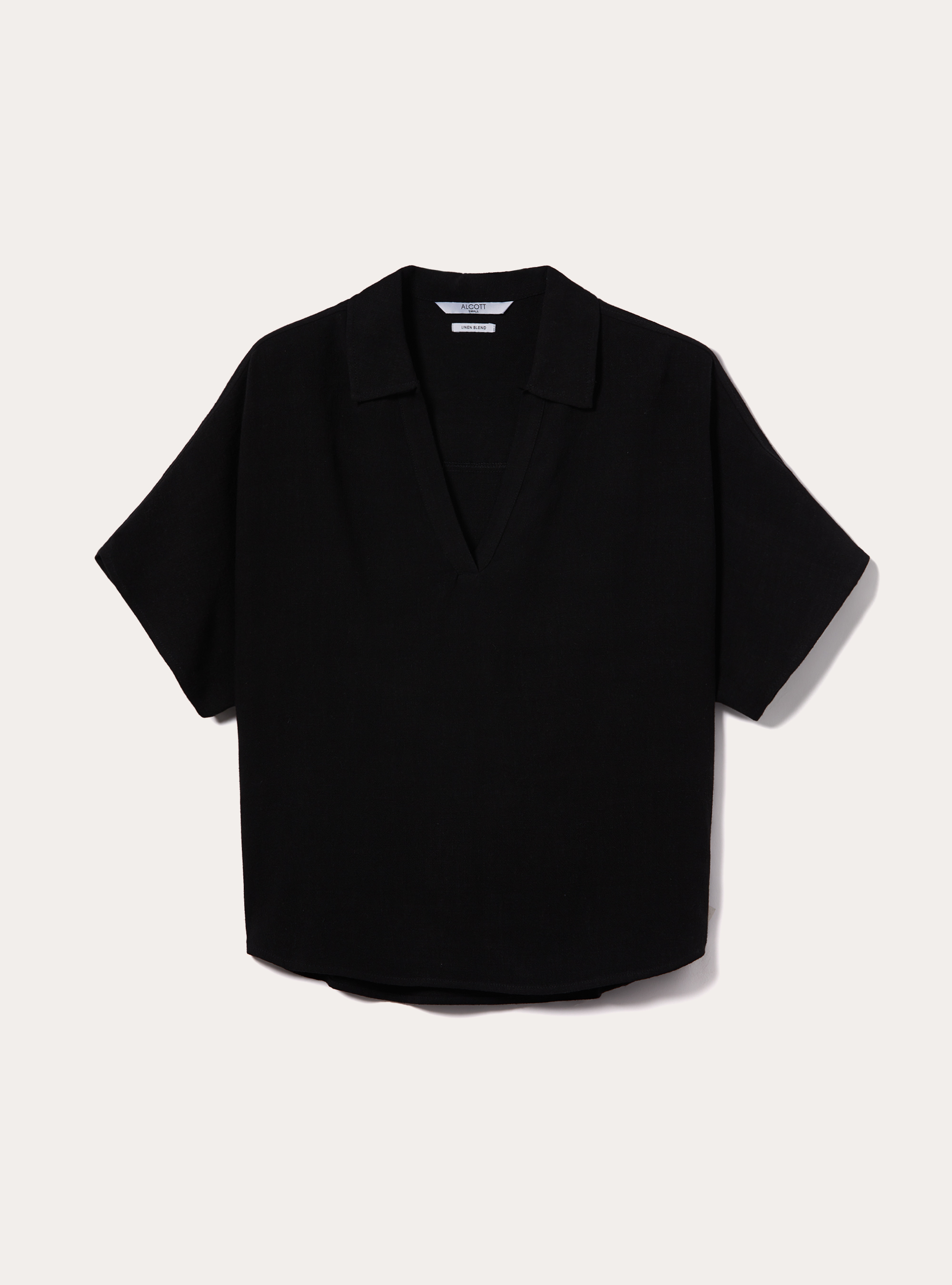 Linen-blend blouse, BK1 BLACK