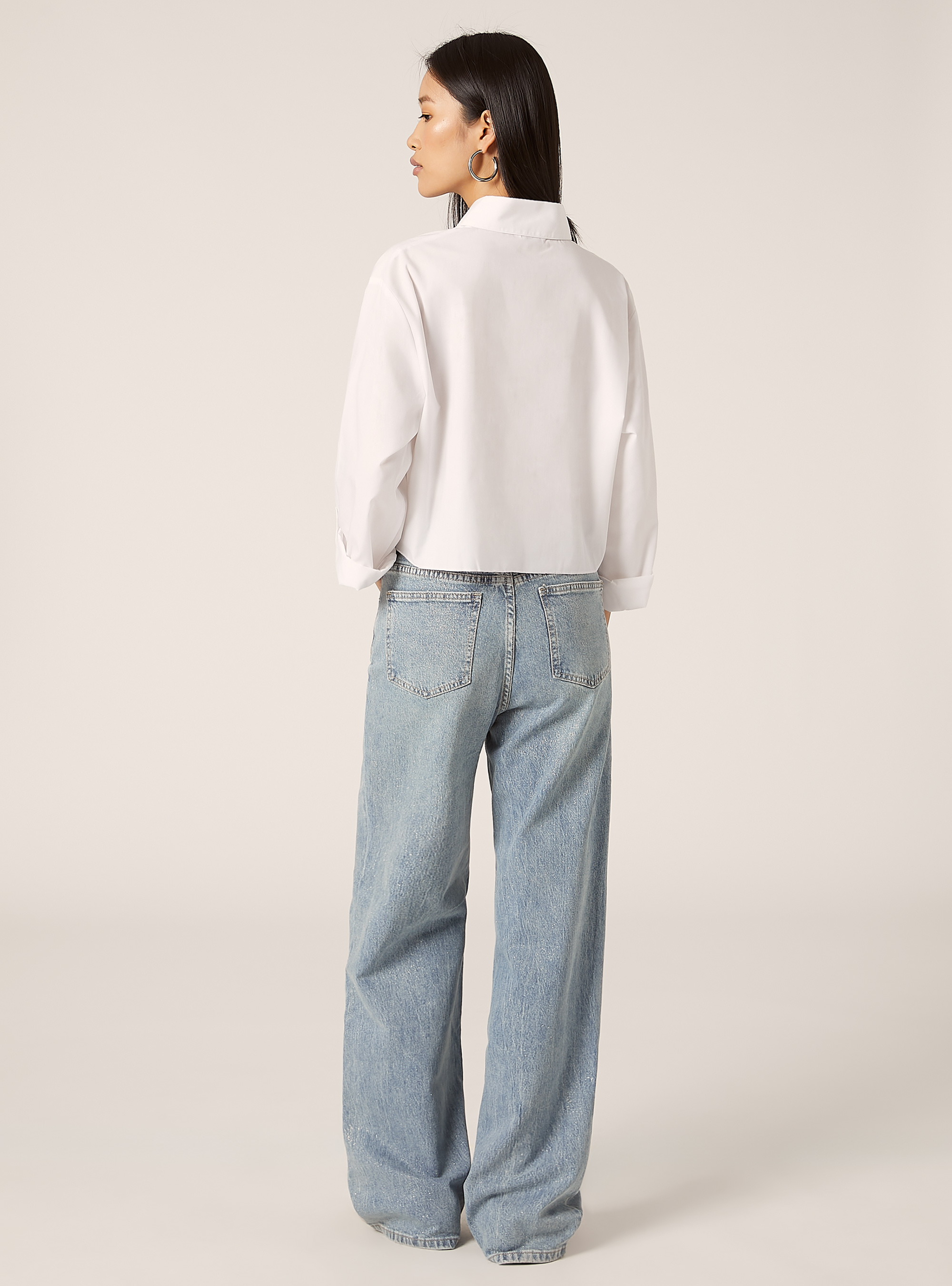 Chemise en popeline avec noeud, WH1 OFF WHITE