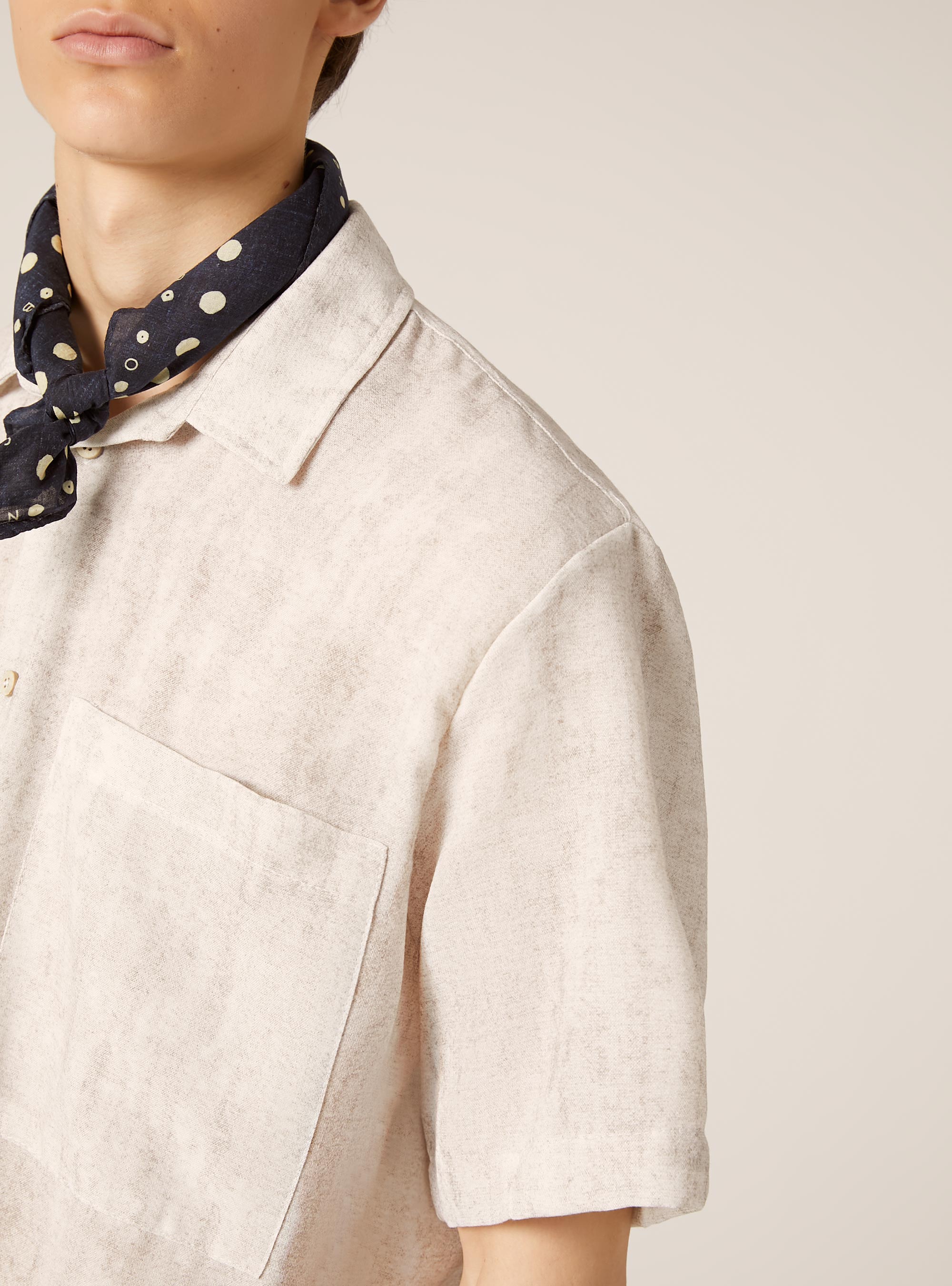 Shirt with marbled effect buttons, WH1 OFF WHITE