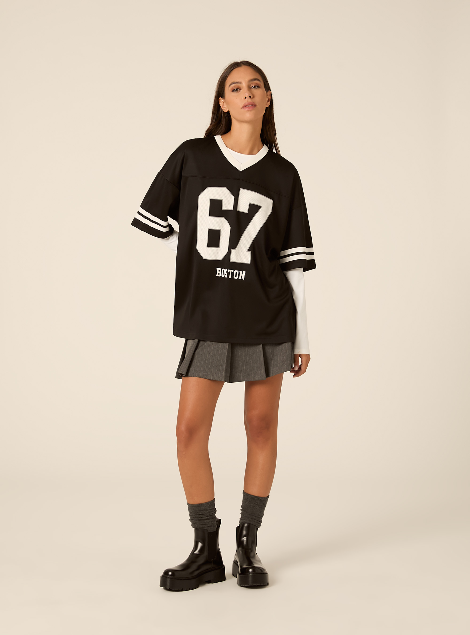 Camiseta oversize estilo futbol con numero 12, BK1 BLACK